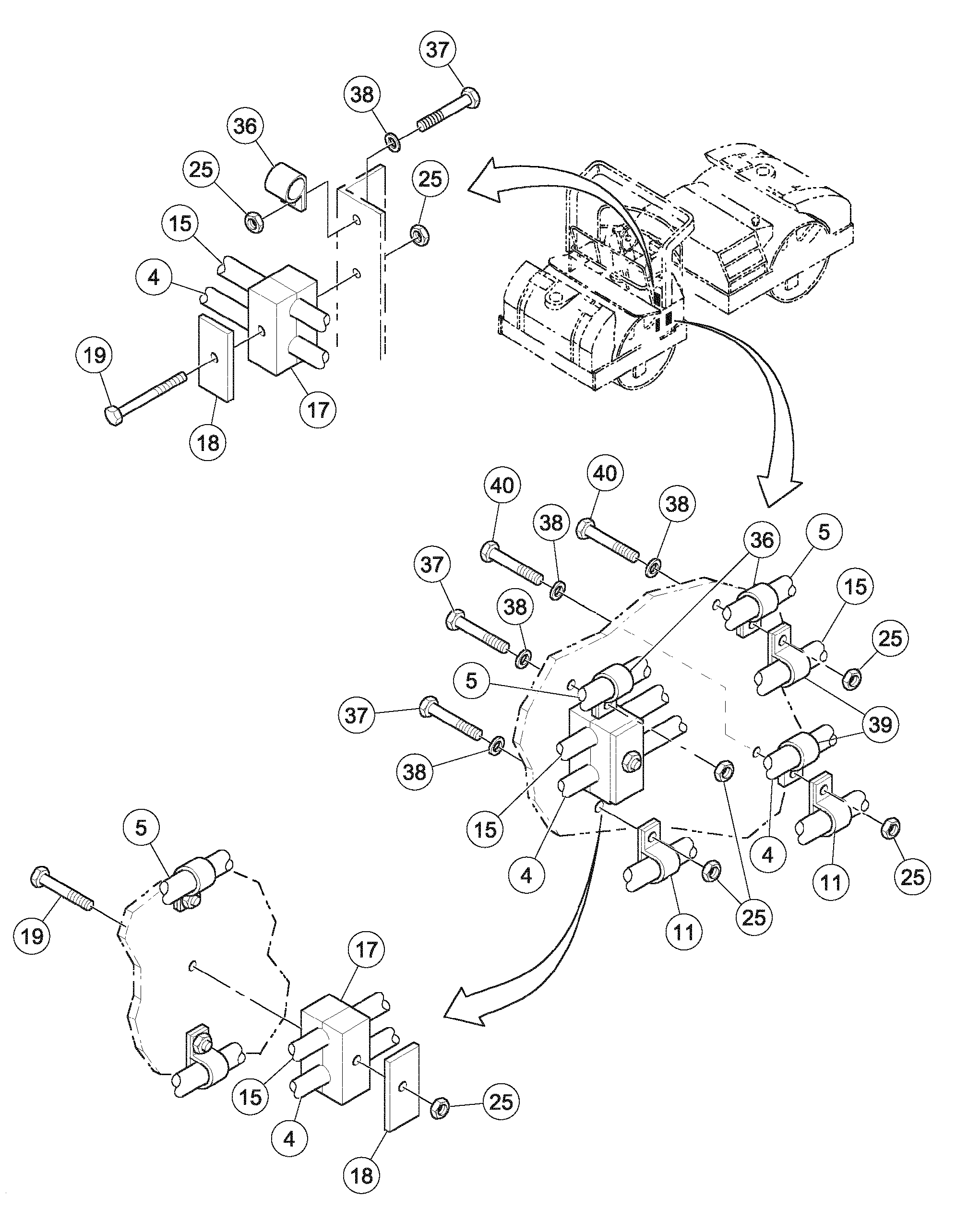 Схема запчастей Volvo DD126HF S/N 53537 - - 86118 Traction Hoses Installation 