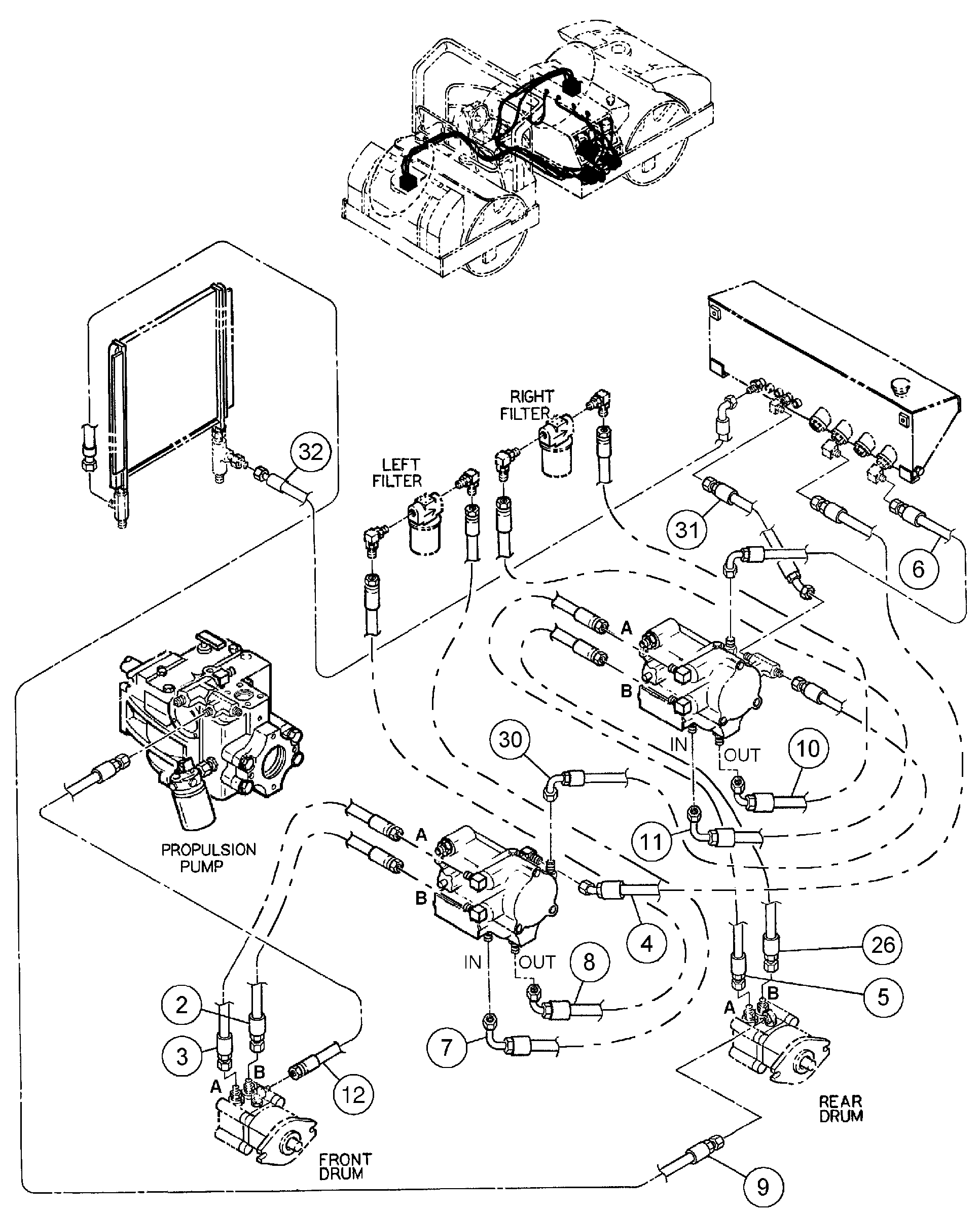 Схема запчастей Volvo DD136HF S/N 53593 - - 89153 Vibration Hoses Installation 