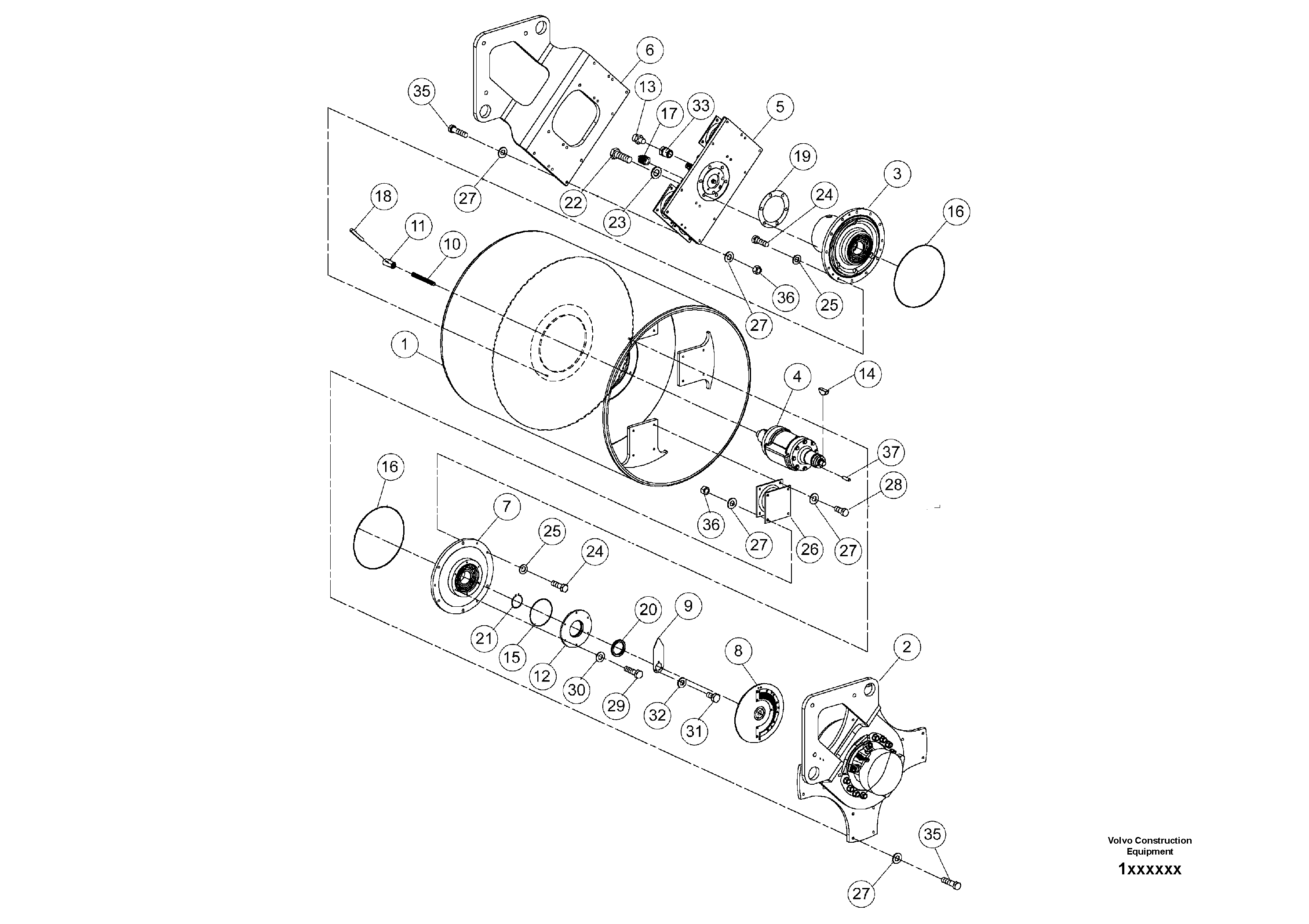 Схема запчастей Volvo DD80 - 98232 Drum Assembly DD80 S/N 0820107116 -