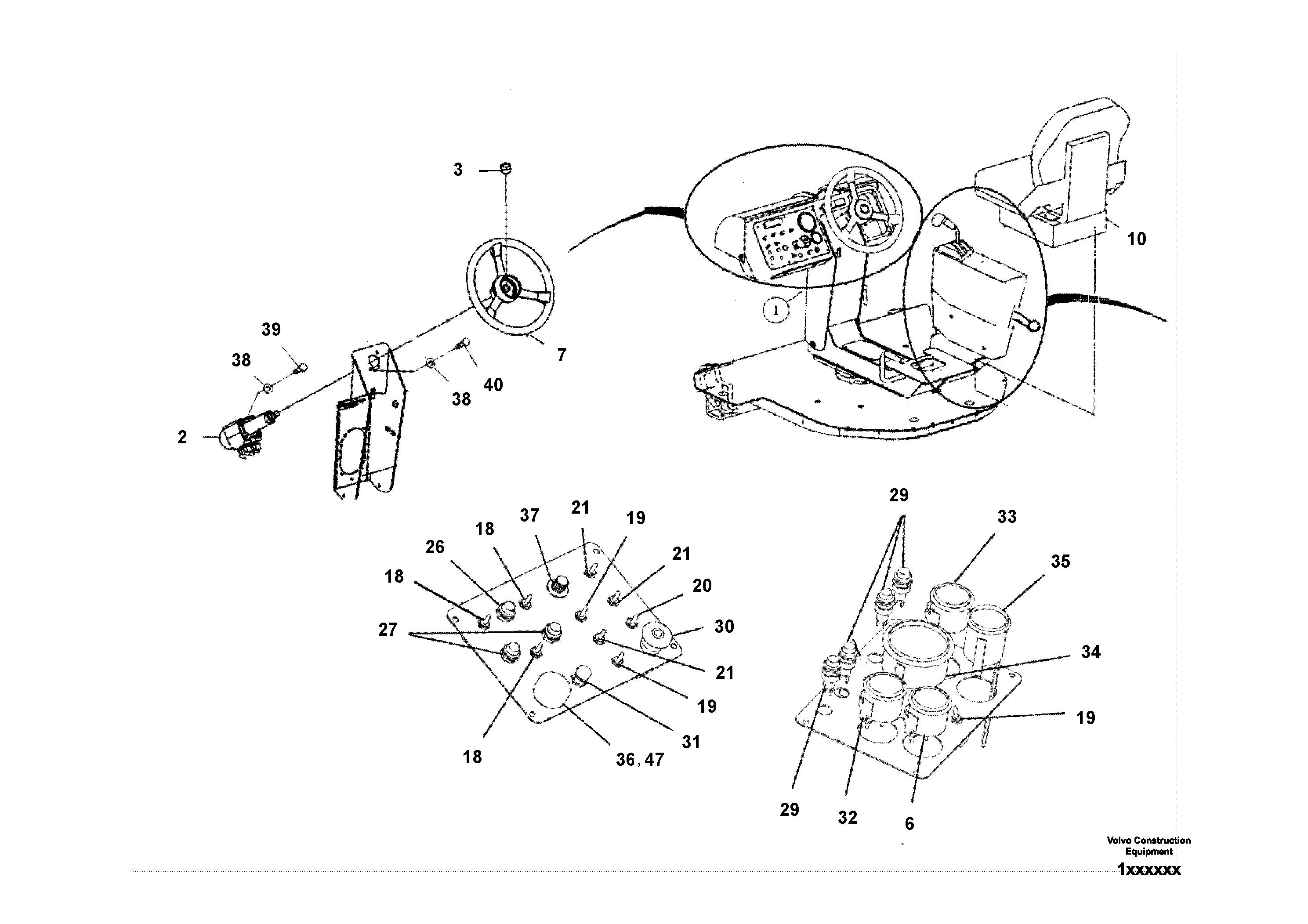 Схема запчастей Volvo DD80 - 93301 Operators Console/deck Assembly DD80 S/N 0720110086-
