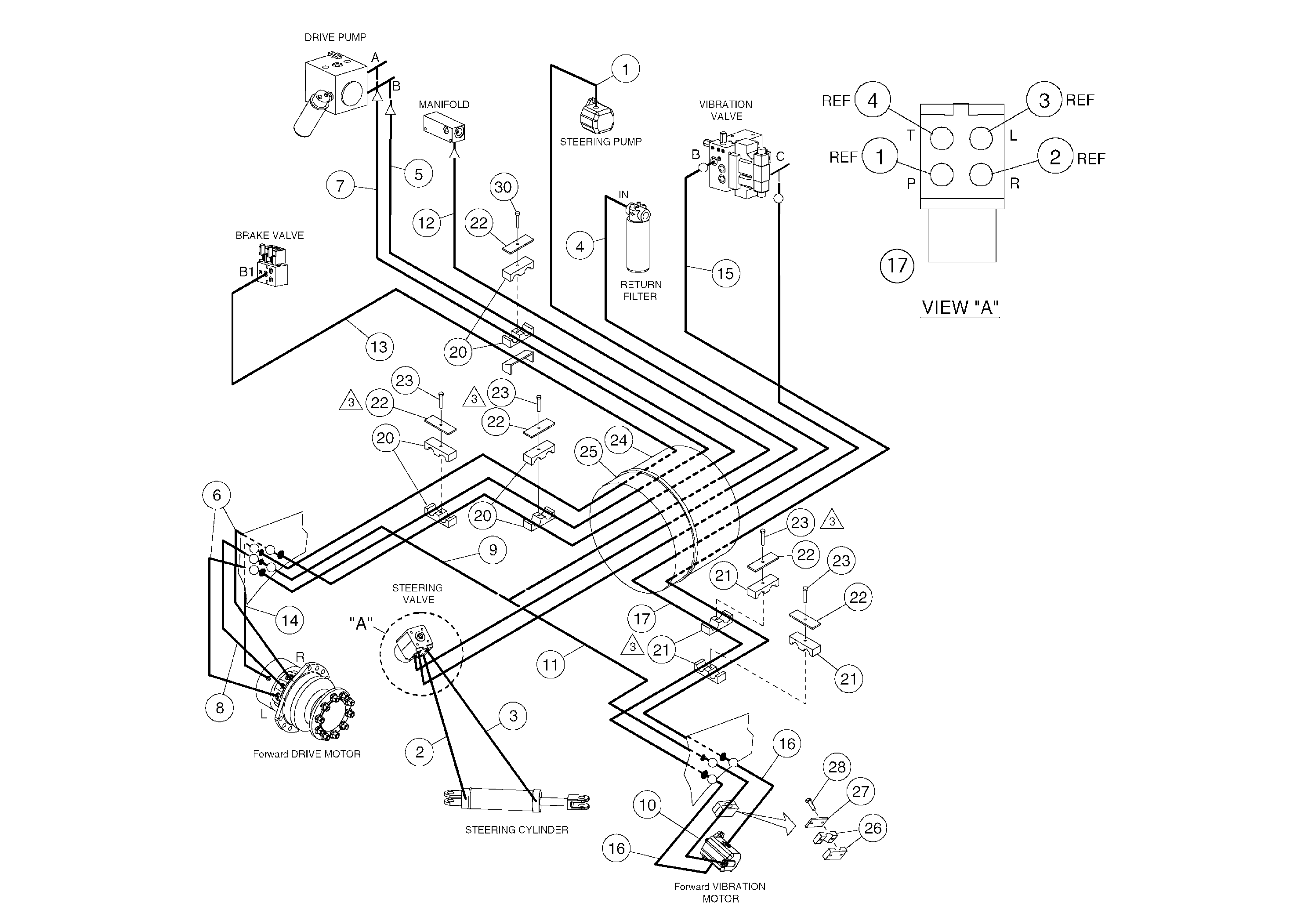 Схема запчастей Volvo DD80 - 17200 Hydraulic Hose Installation DD80 S/N 0720110086-