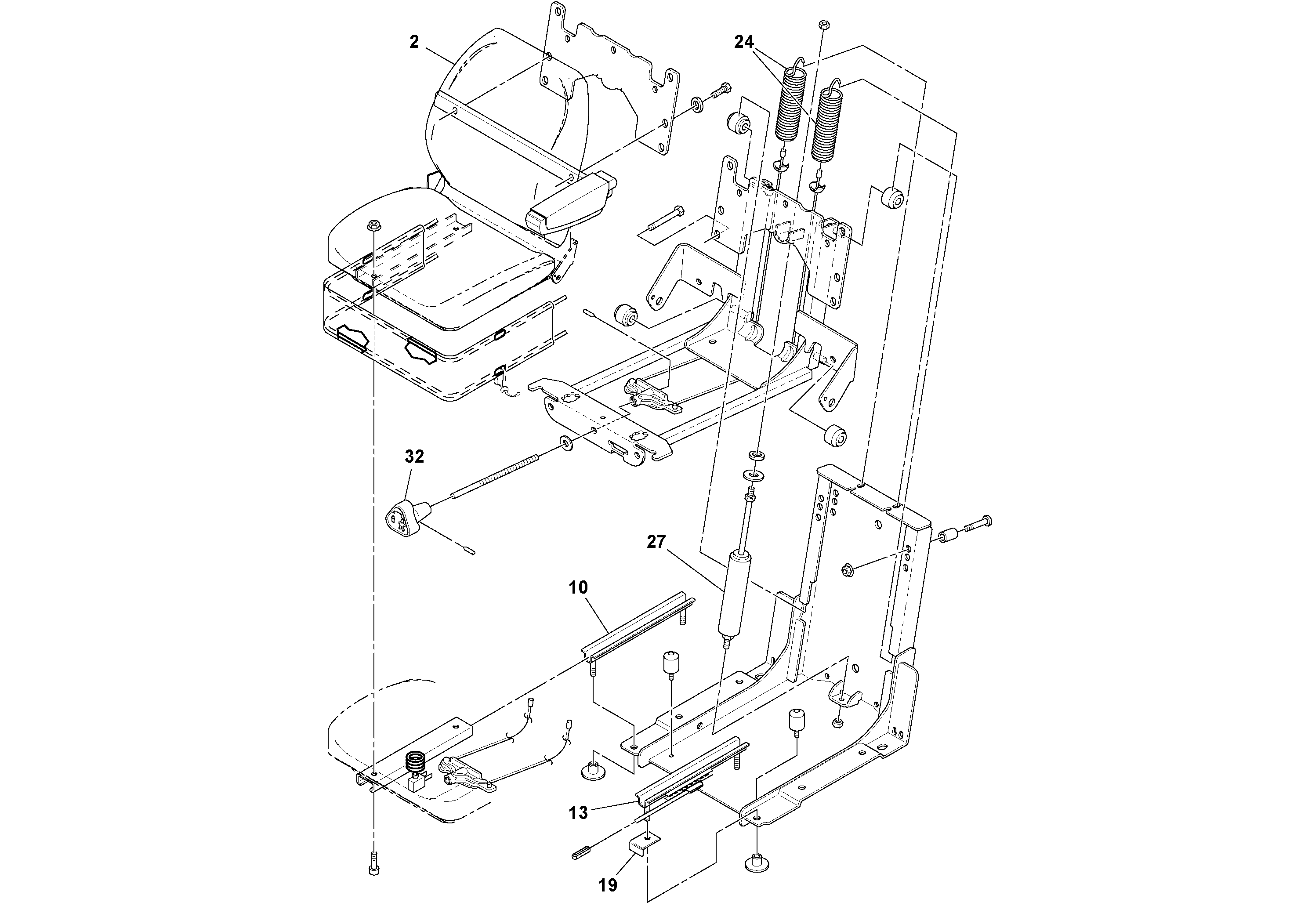 Схема запчастей Volvo DD90 - 95540 Seat Assembly DD90/DD90HF S/N 197375 -