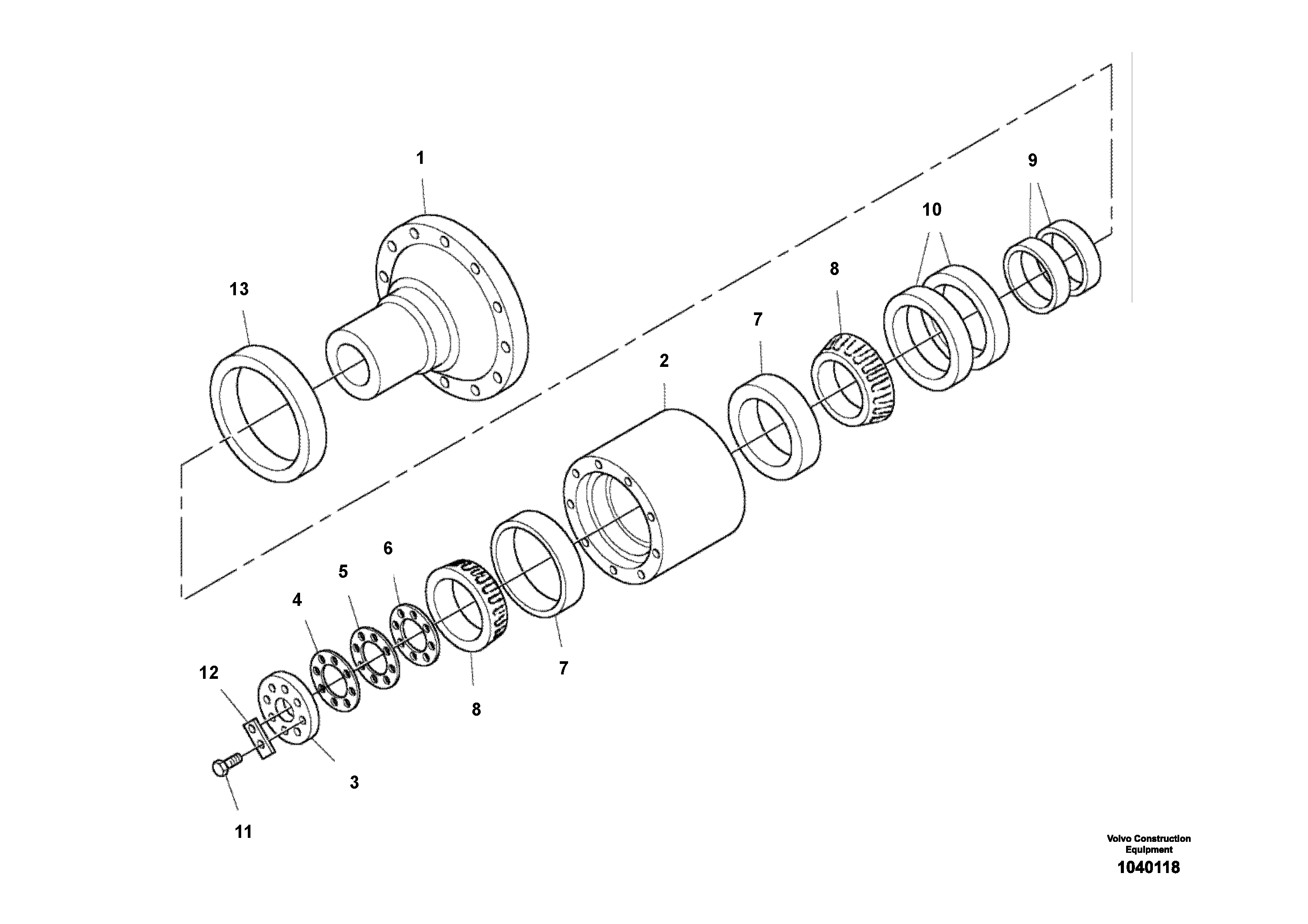 Схема запчастей Volvo DD90 - 72001 Carrier And Spindle Assembly DD90 S/N 08200011422 -