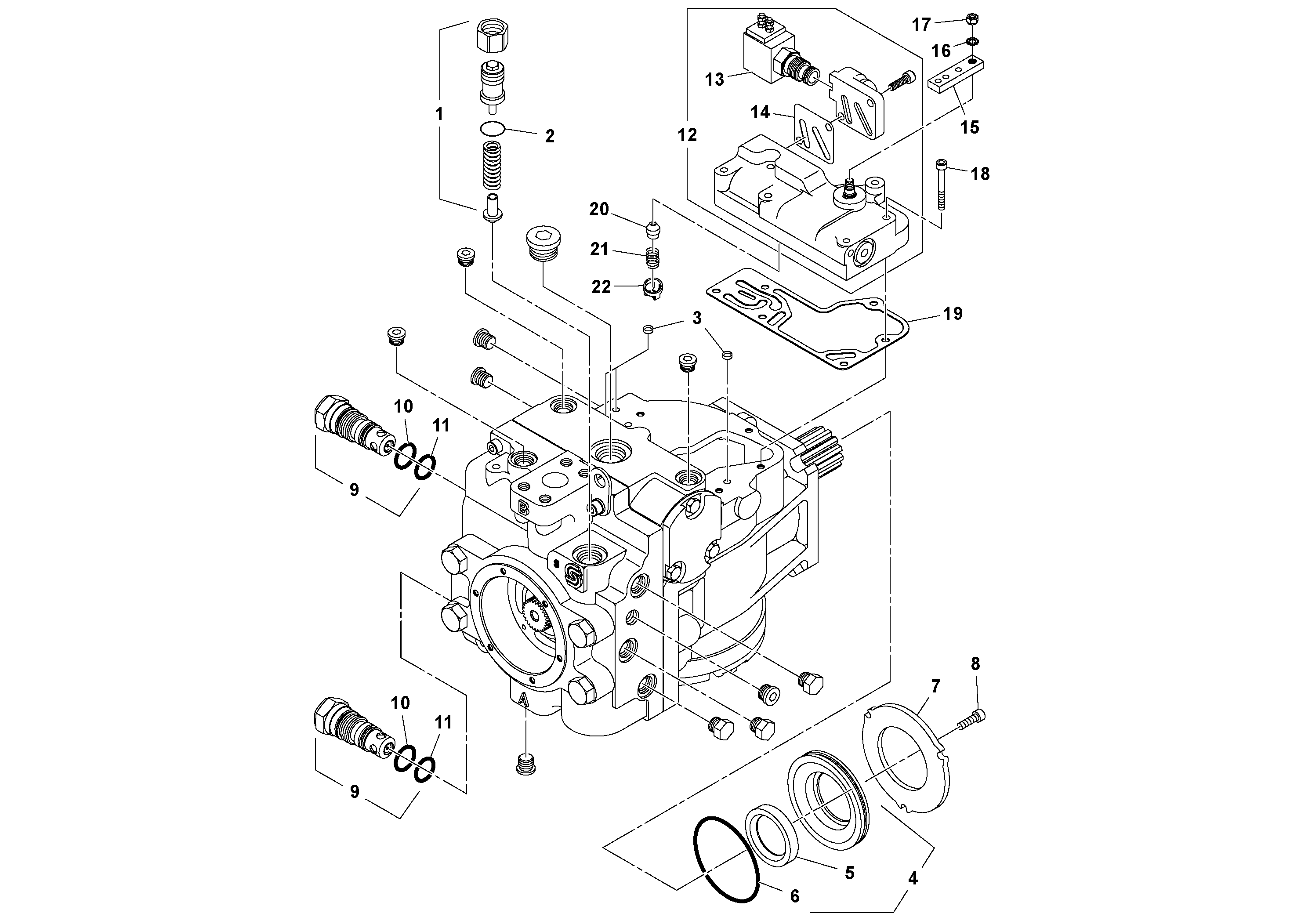 Схема запчастей Volvo DD90 - 92854 Propulsion Pump DD90/DD90HF S/N 197375 -