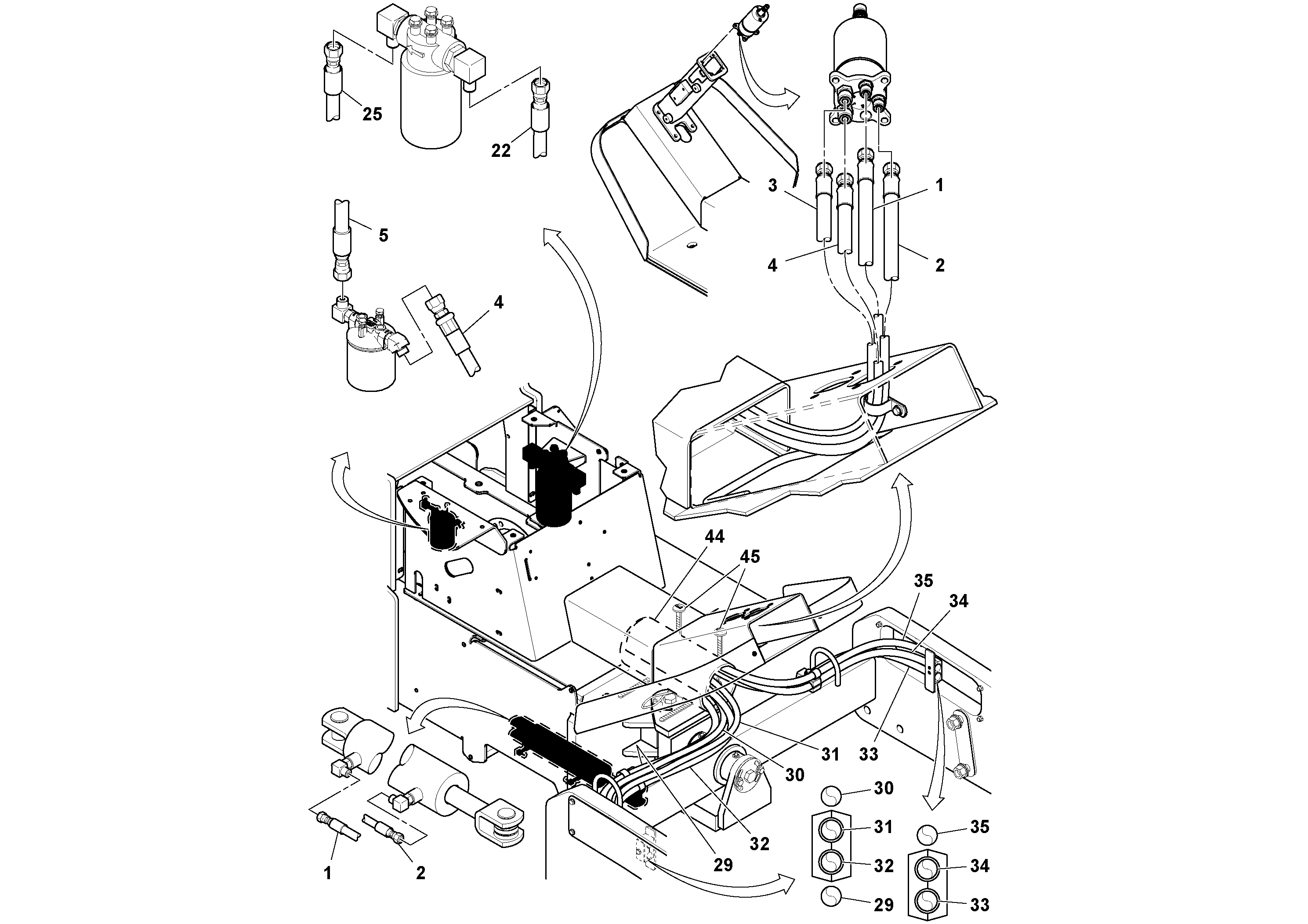 Схема запчастей Volvo SD25D/SD25F S/N 197379 - - 76842 Rear Frame Hoses Installation 