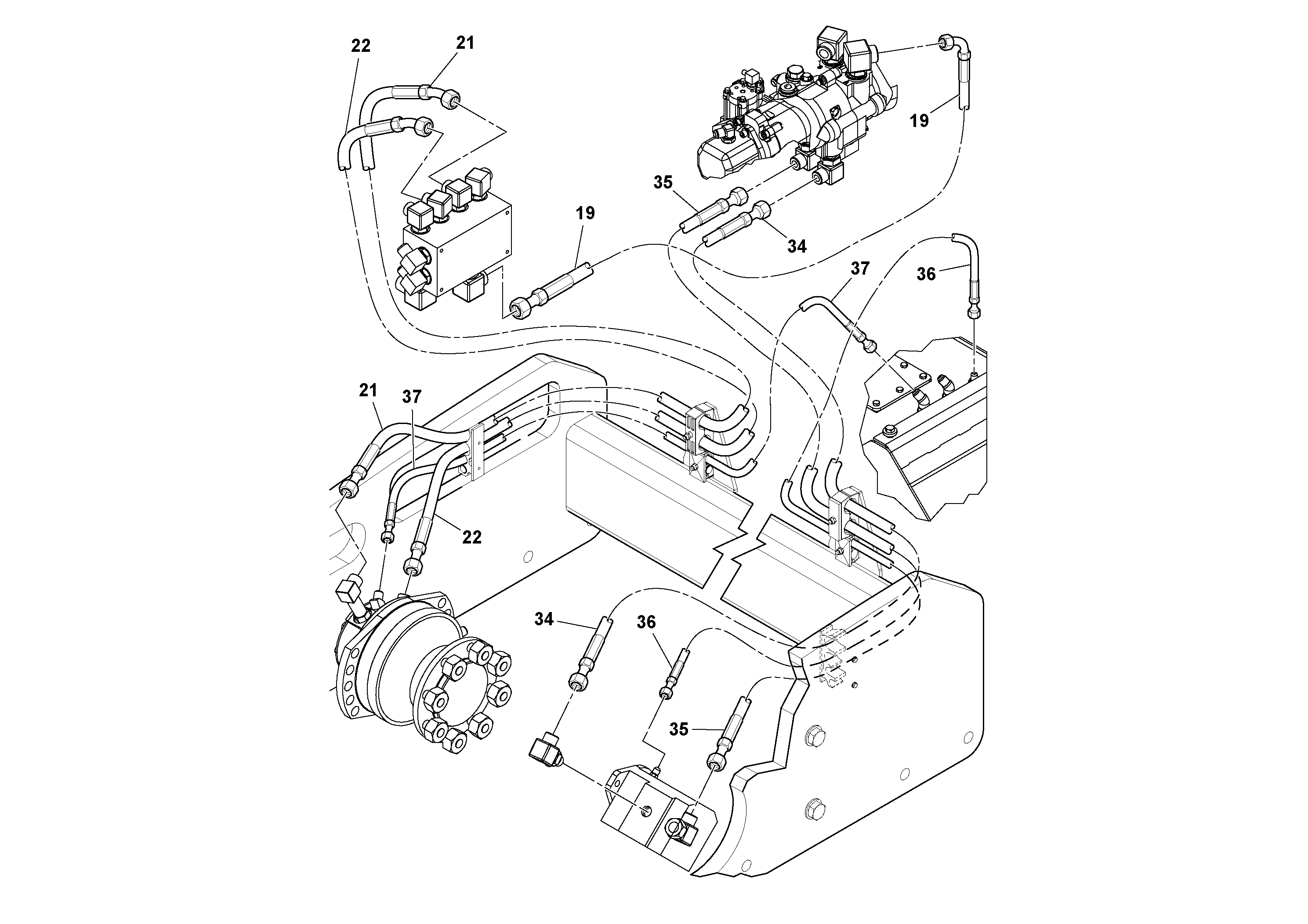 Схема запчастей Volvo SD45D/SD45F S/N 197409 - - 52449 Hoses Installation 