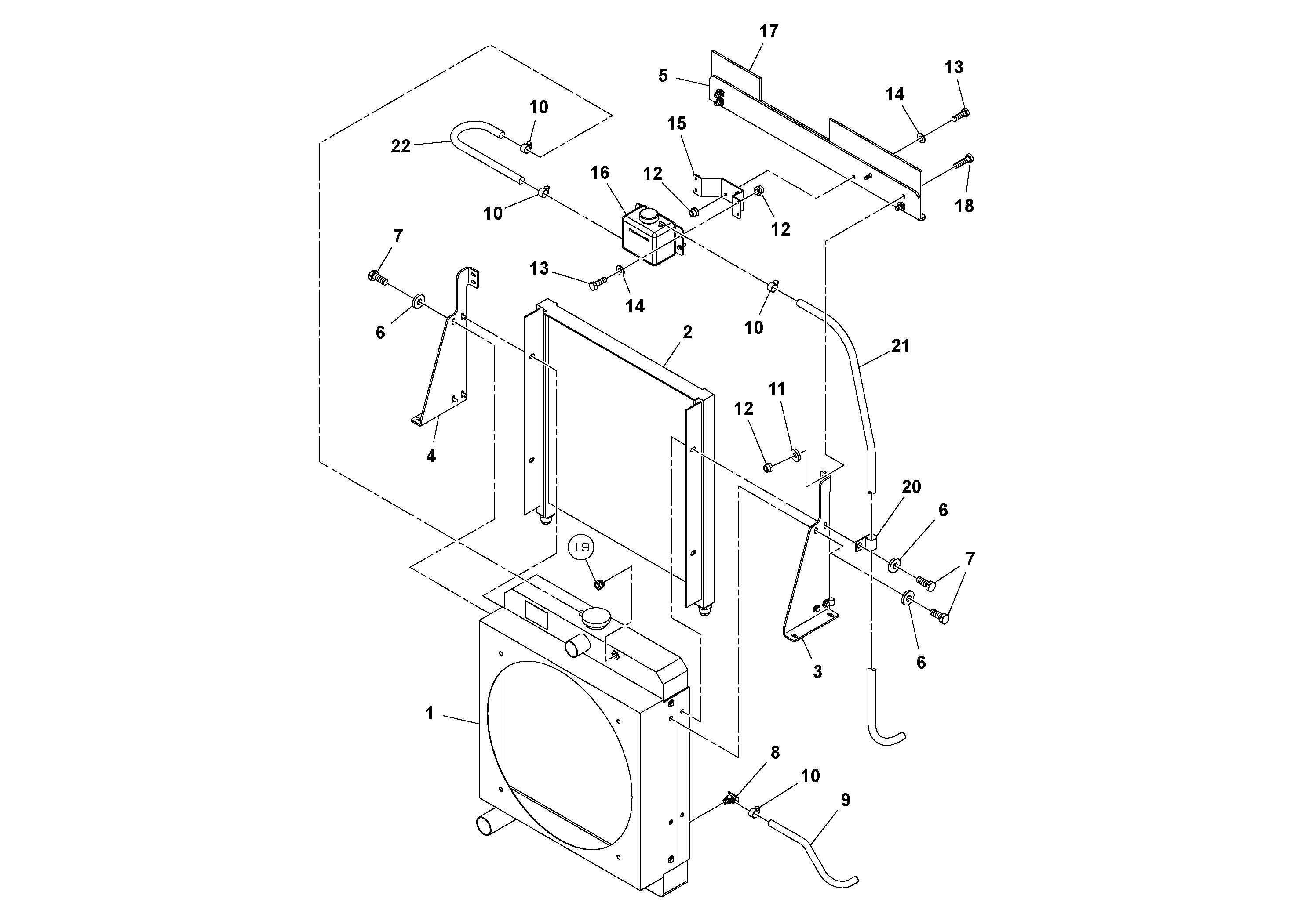 Схема запчастей Volvo SD45D/SD45F S/N 197409 - - 56661 Radiator and Oil Cooler Assembly 