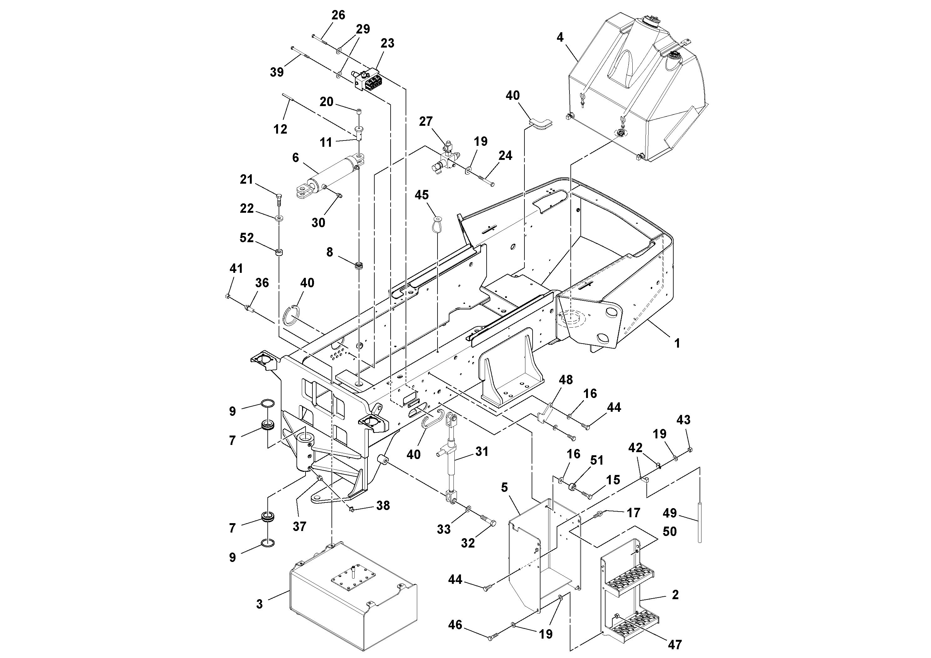 Схема запчастей Volvo SD70D/SD70F/SD77DX/SD77F S/N 197387- - 82153 Main Frame Installation 