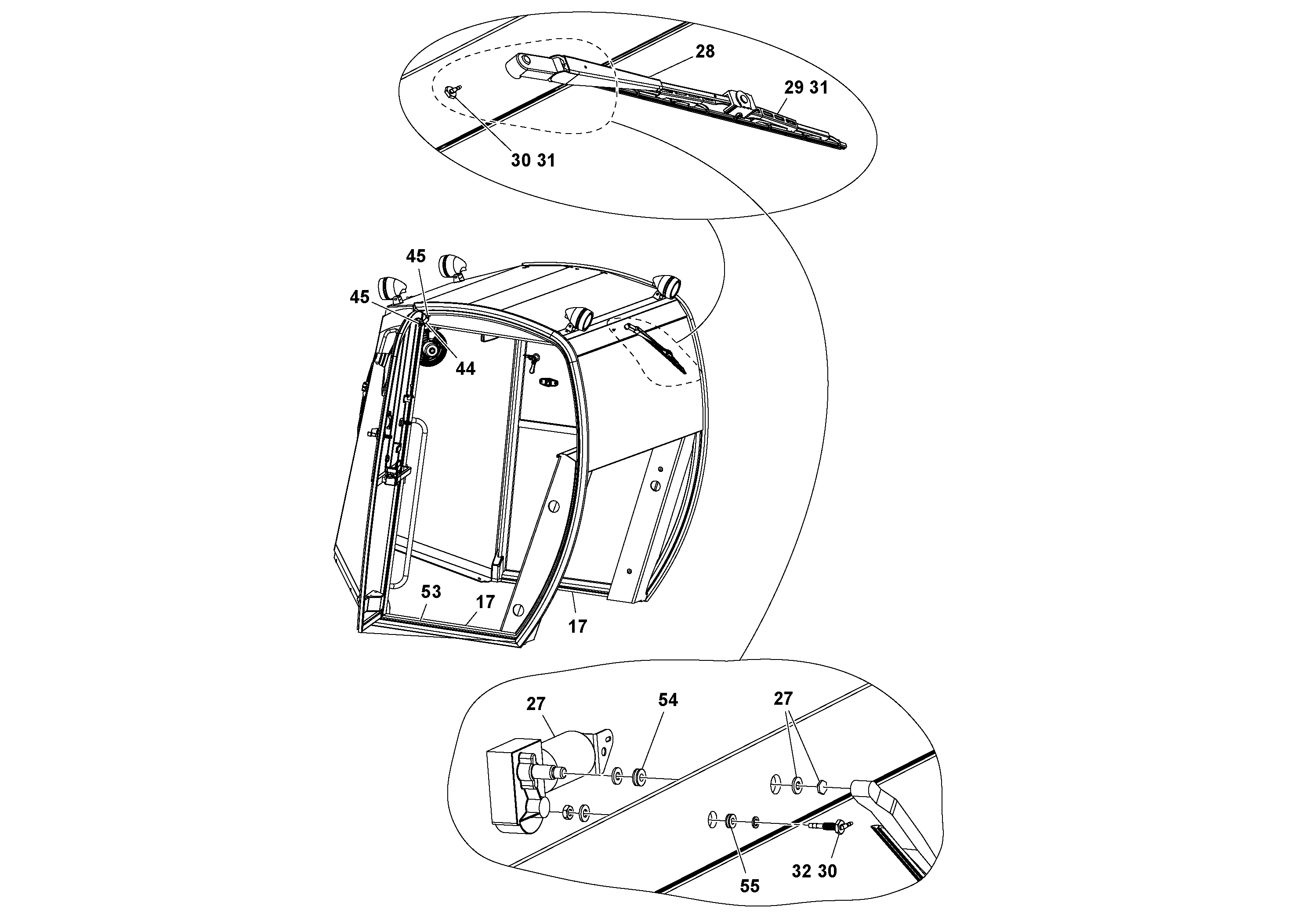 Схема запчастей Volvo SD70D/SD70F/SD77DX/SD77F S/N 197387- - 44817 Cab Assembly 