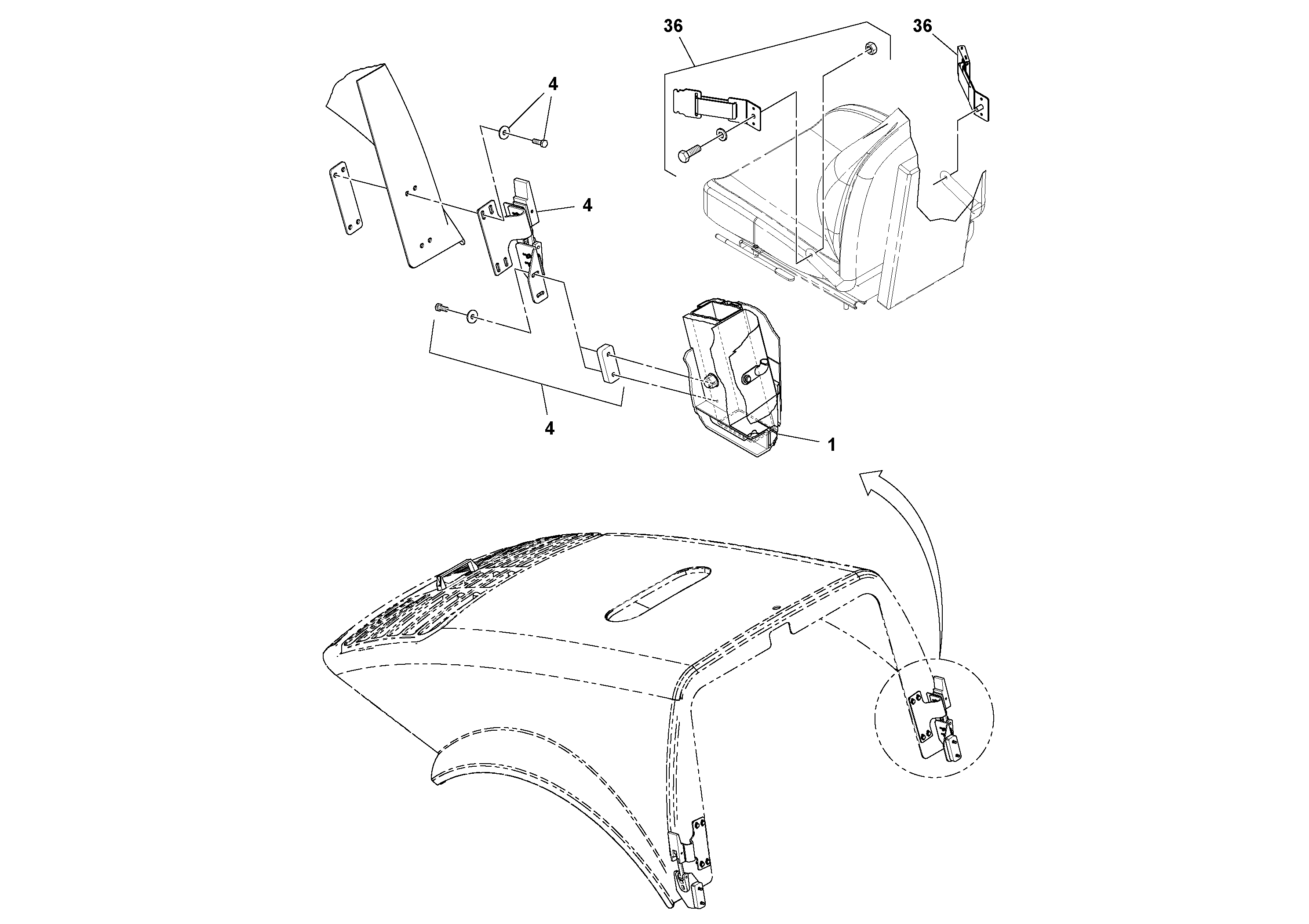 Схема запчастей Volvo SD70D/SD70F/SD77DX/SD77F S/N 197387- - 74125 Cab With Heater Installation 