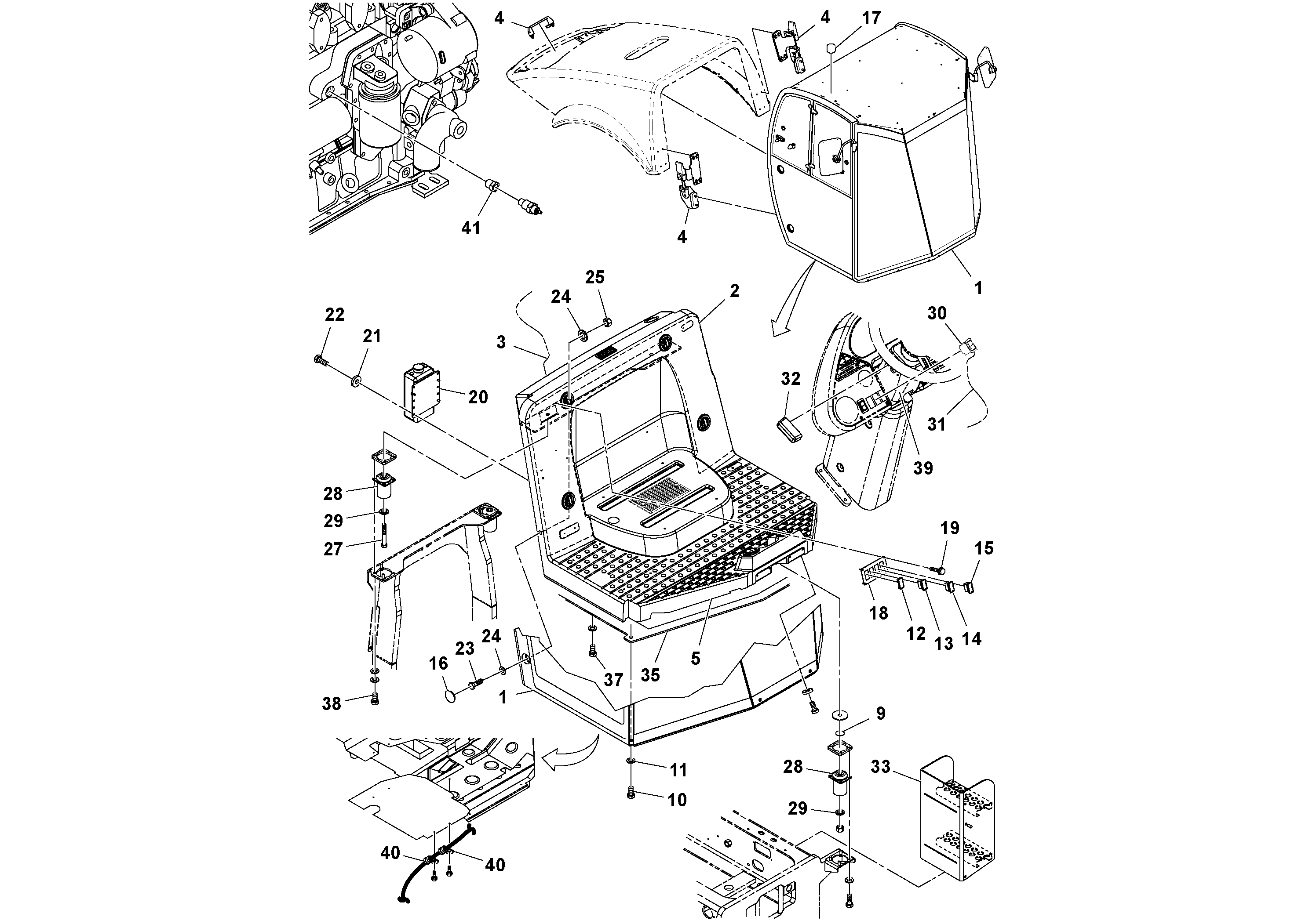 Схема запчастей Volvo SD70D/SD70F/SD77DX/SD77F S/N 197387- - 86975 Cab With Heater 