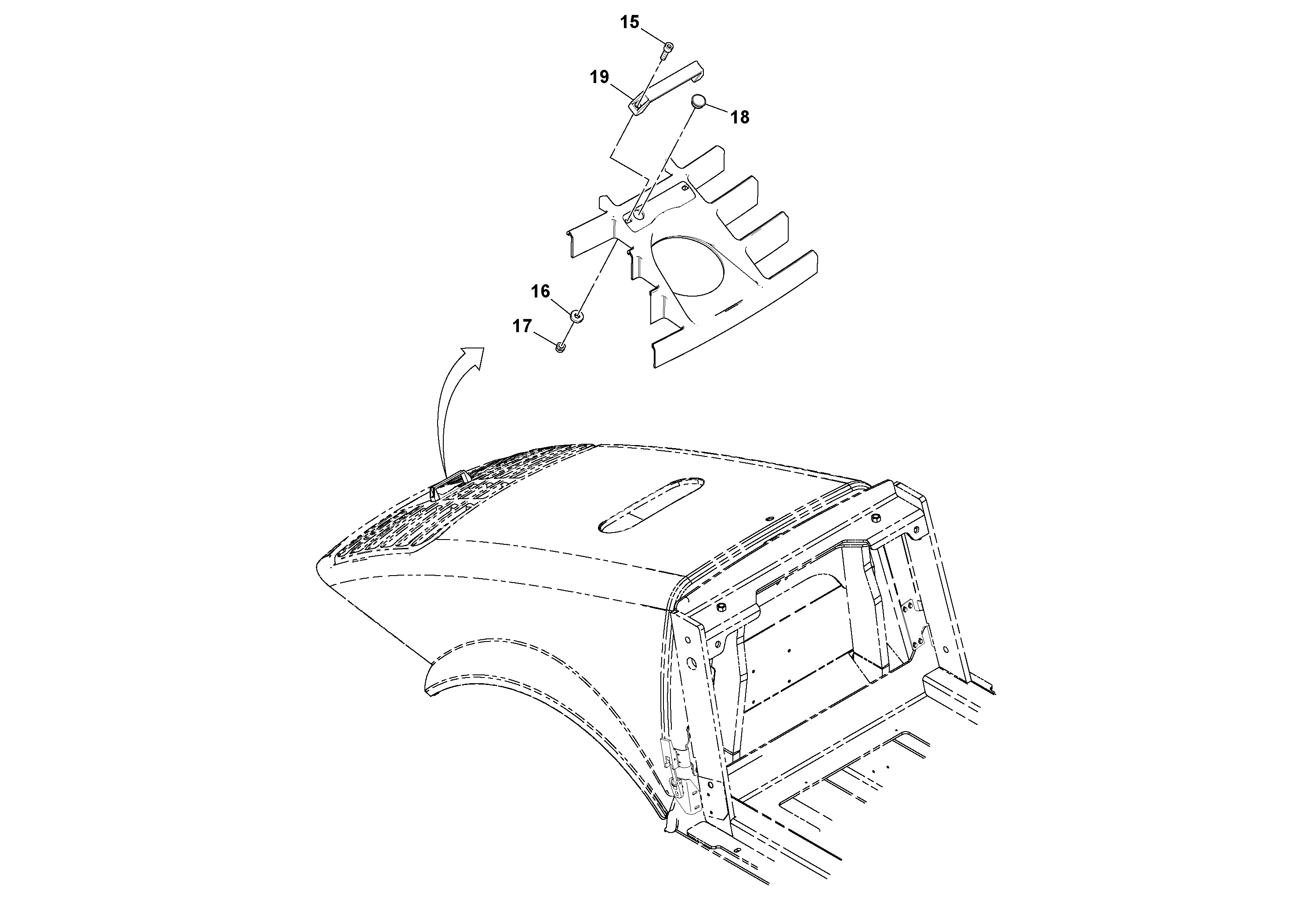Схема запчастей Volvo SD70D/SD70F/SD77DX/SD77F S/N 197387- - 3845 Hood lock installation 