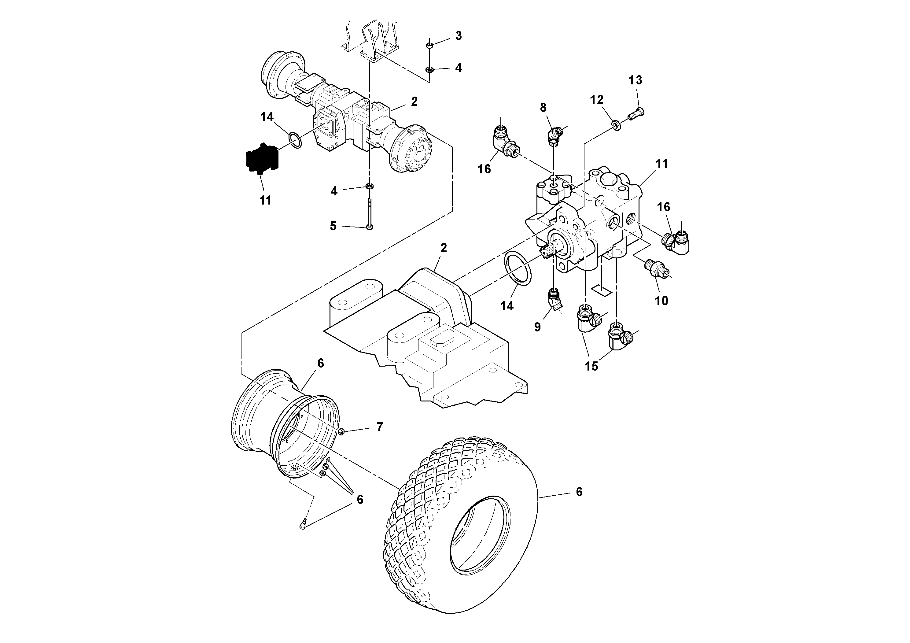 Схема запчастей Volvo SD100C S/N 198060 - - 106398 Axle And Wheel Installation 