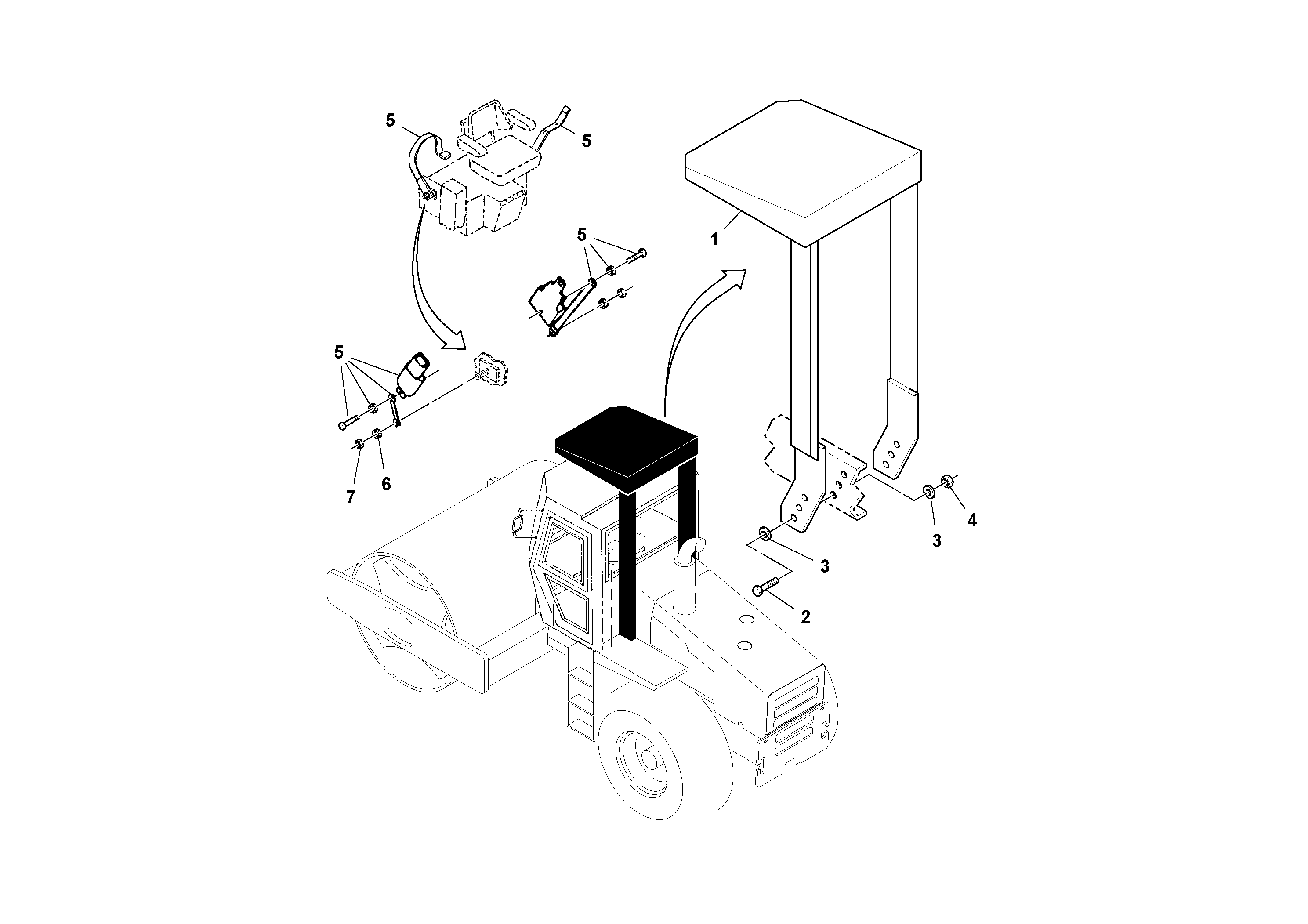 Схема запчастей Volvo SD100C S/N 198060 - - 71117 Cab ROPS Installation 