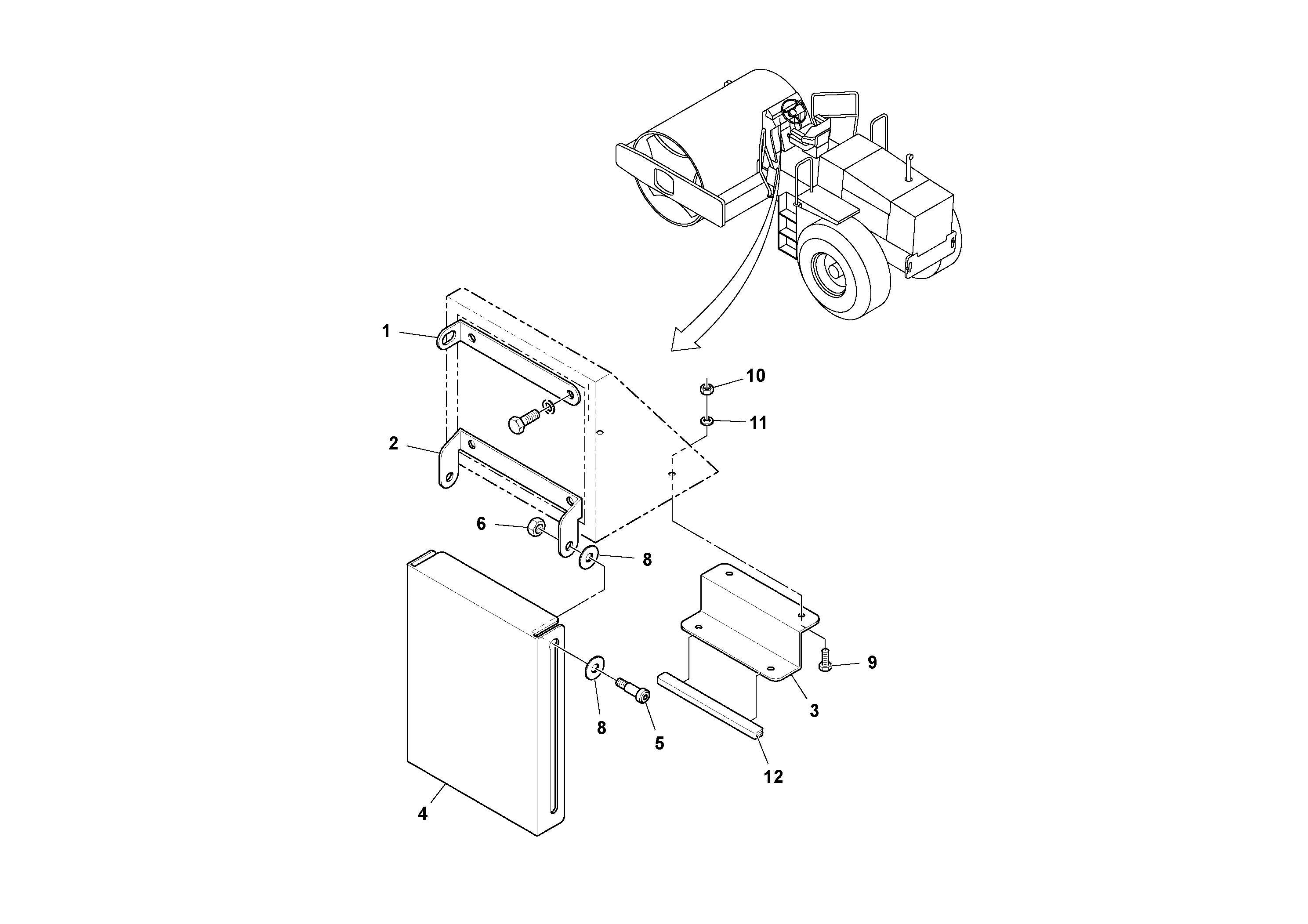 Схема запчастей Volvo SD100C S/N 198060 - - 106655 Vandal Cover Installation 