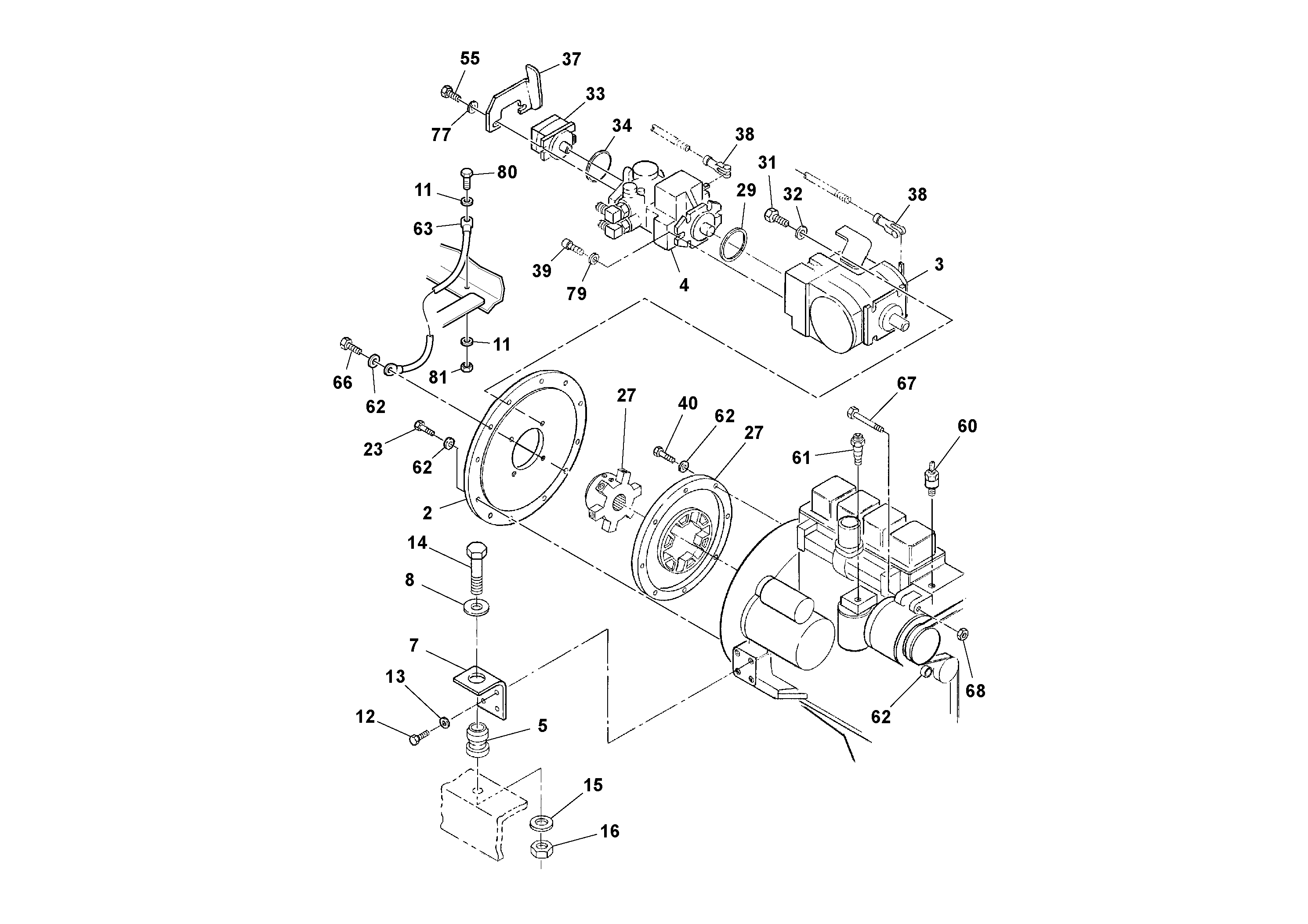 Схема запчастей Volvo SD100C S/N 198060 - - 98242 Engine Installation 