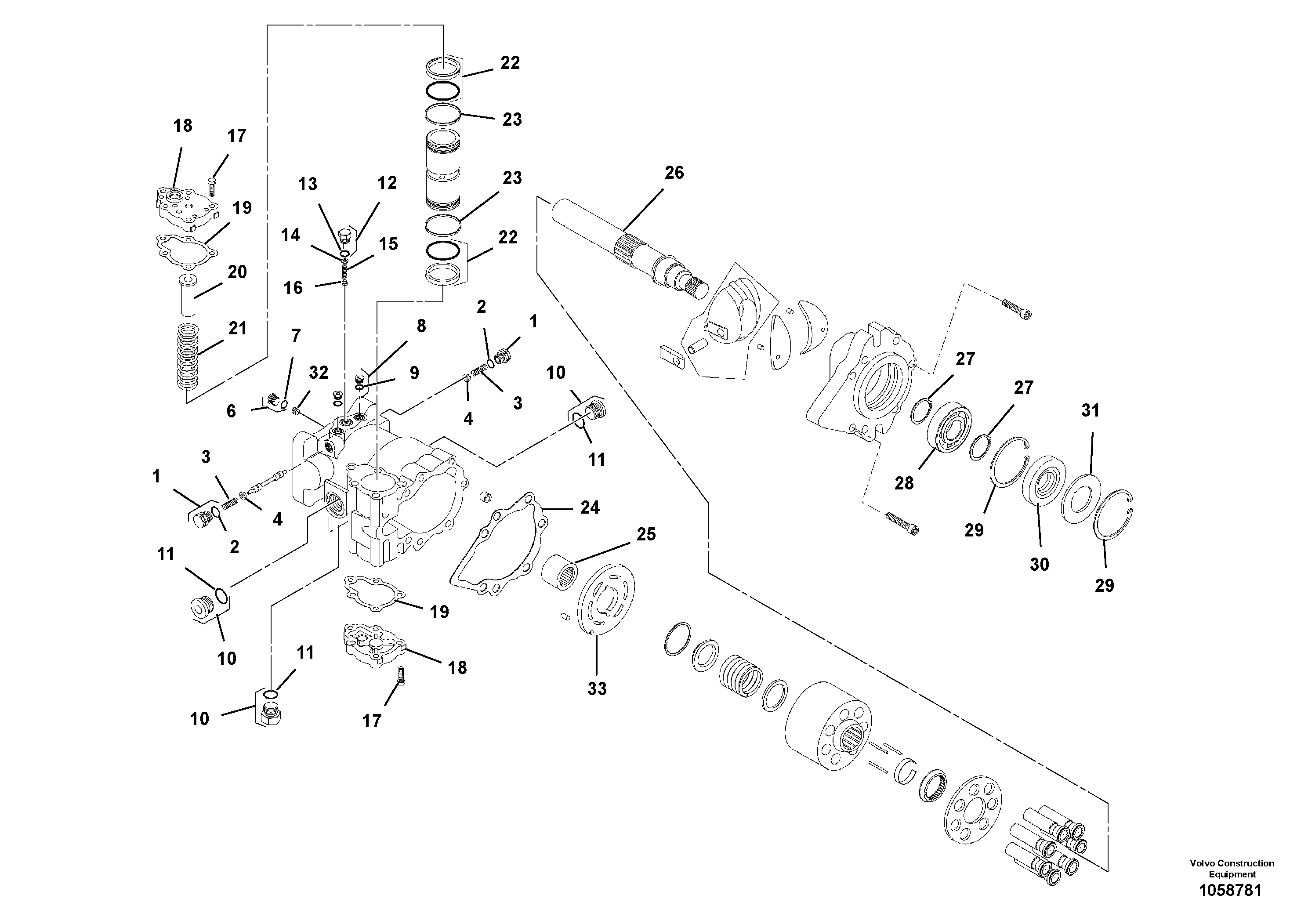Схема запчастей Volvo SD100C S/N 198060 - - 105247 Axle Drive Motor 