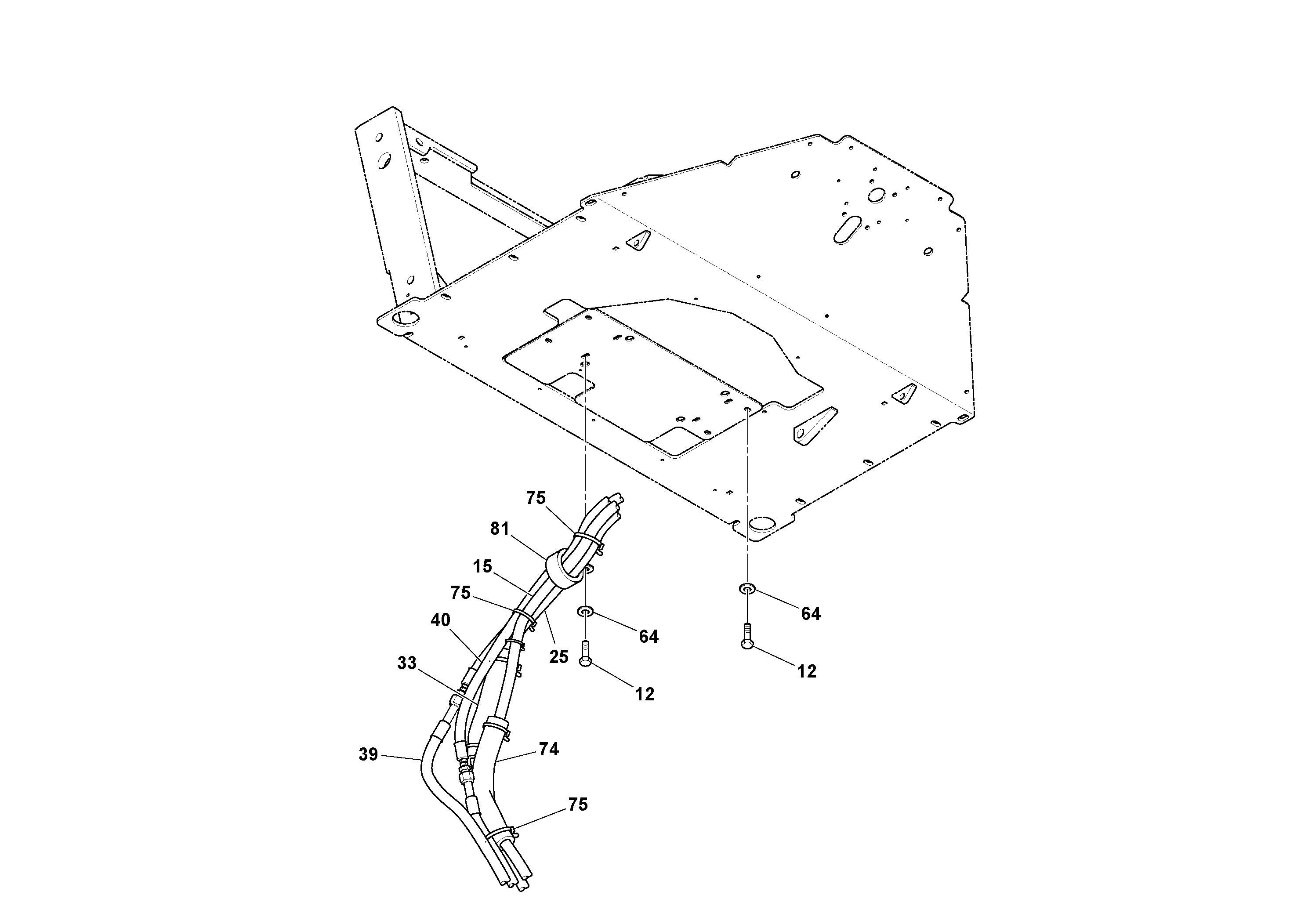Схема запчастей Volvo SD100D/100F/SD105DX/105F S/N 197389 - - 62586 Cab Installation 