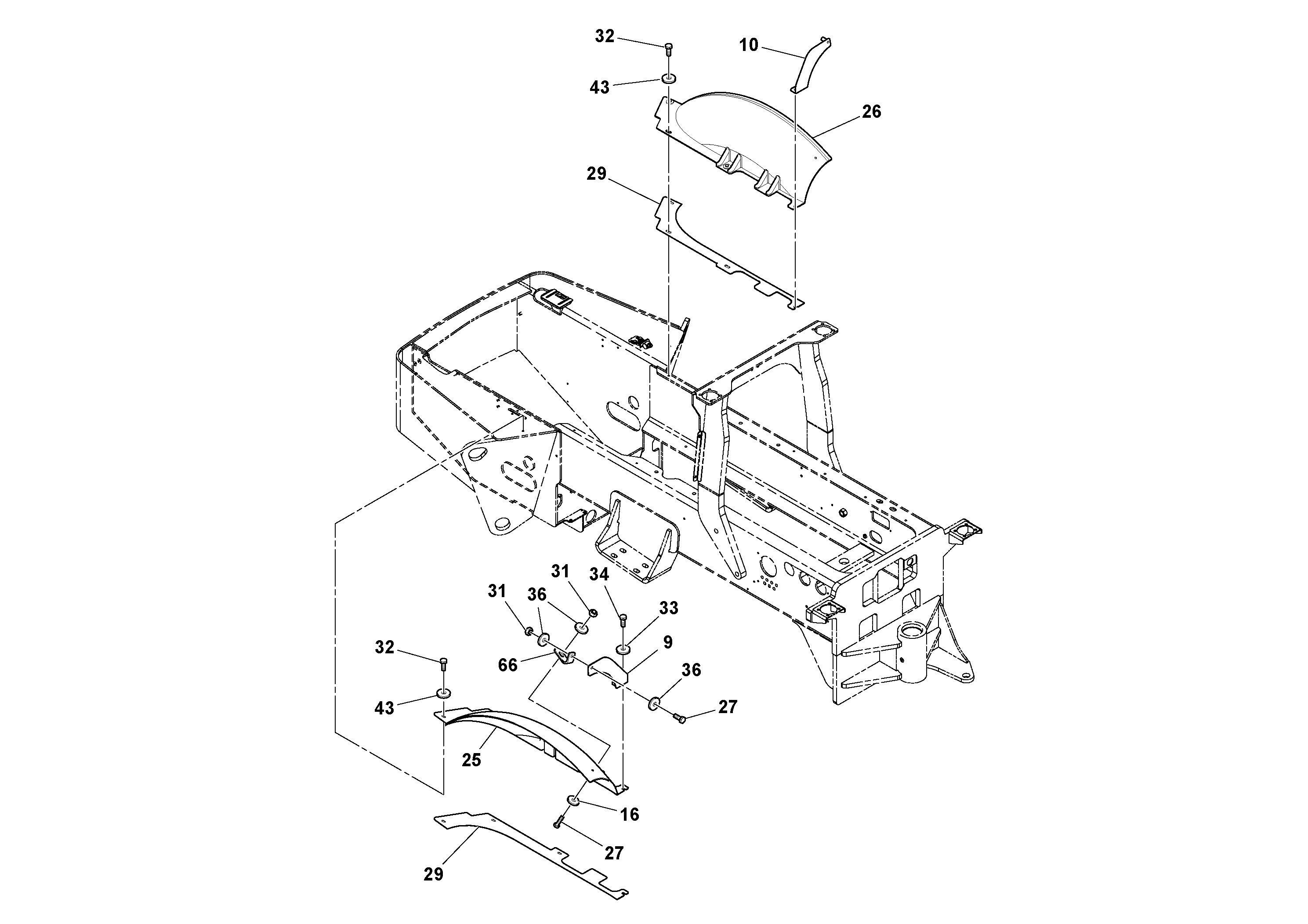 Схема запчастей Volvo SD100D/100F/SD105DX/105F S/N 197389 - - 64121 Hood Installation 