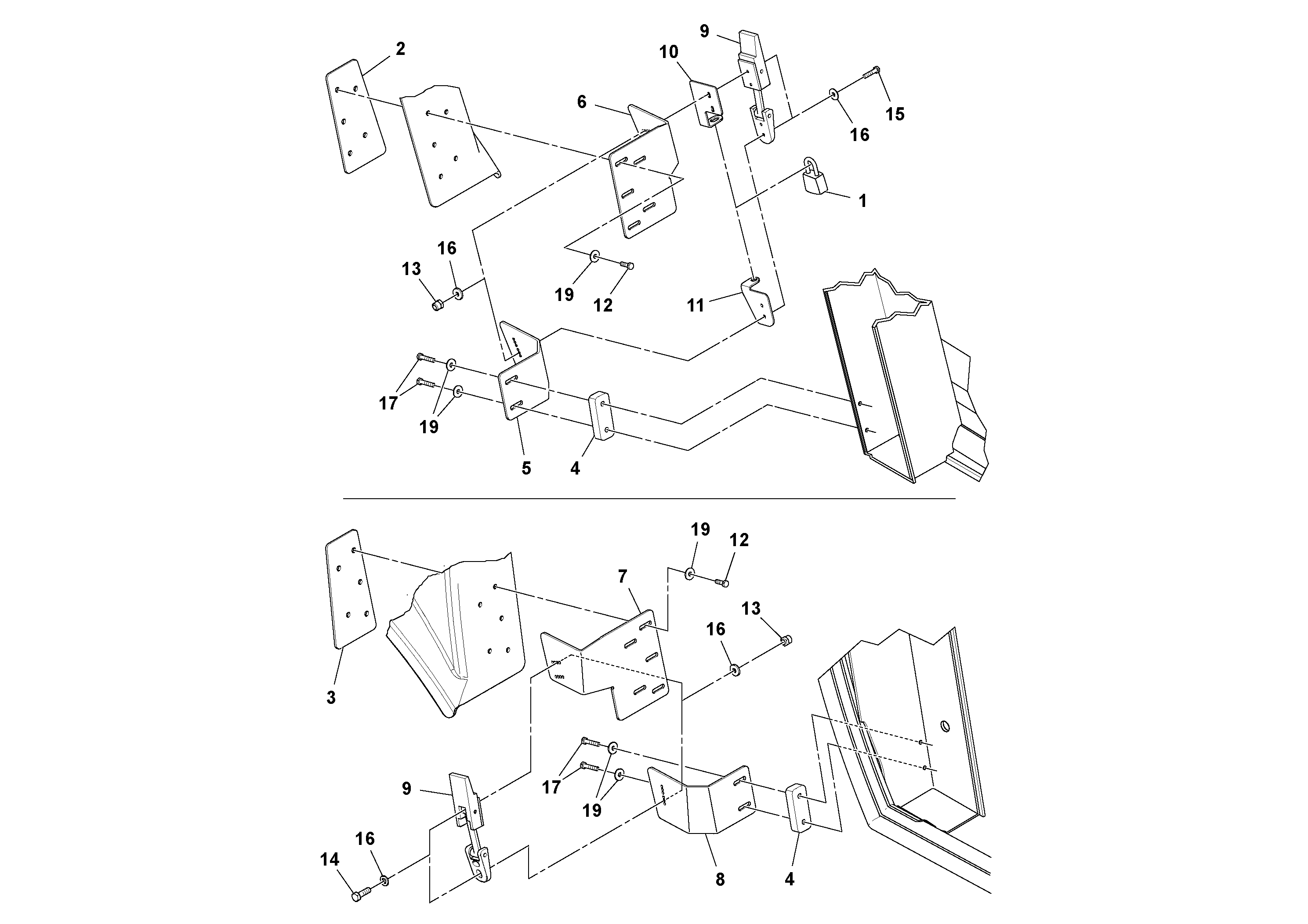 Схема запчастей Volvo SD100D/100F/SD105DX/105F S/N 197389 - - 64127 Hood lock installation 