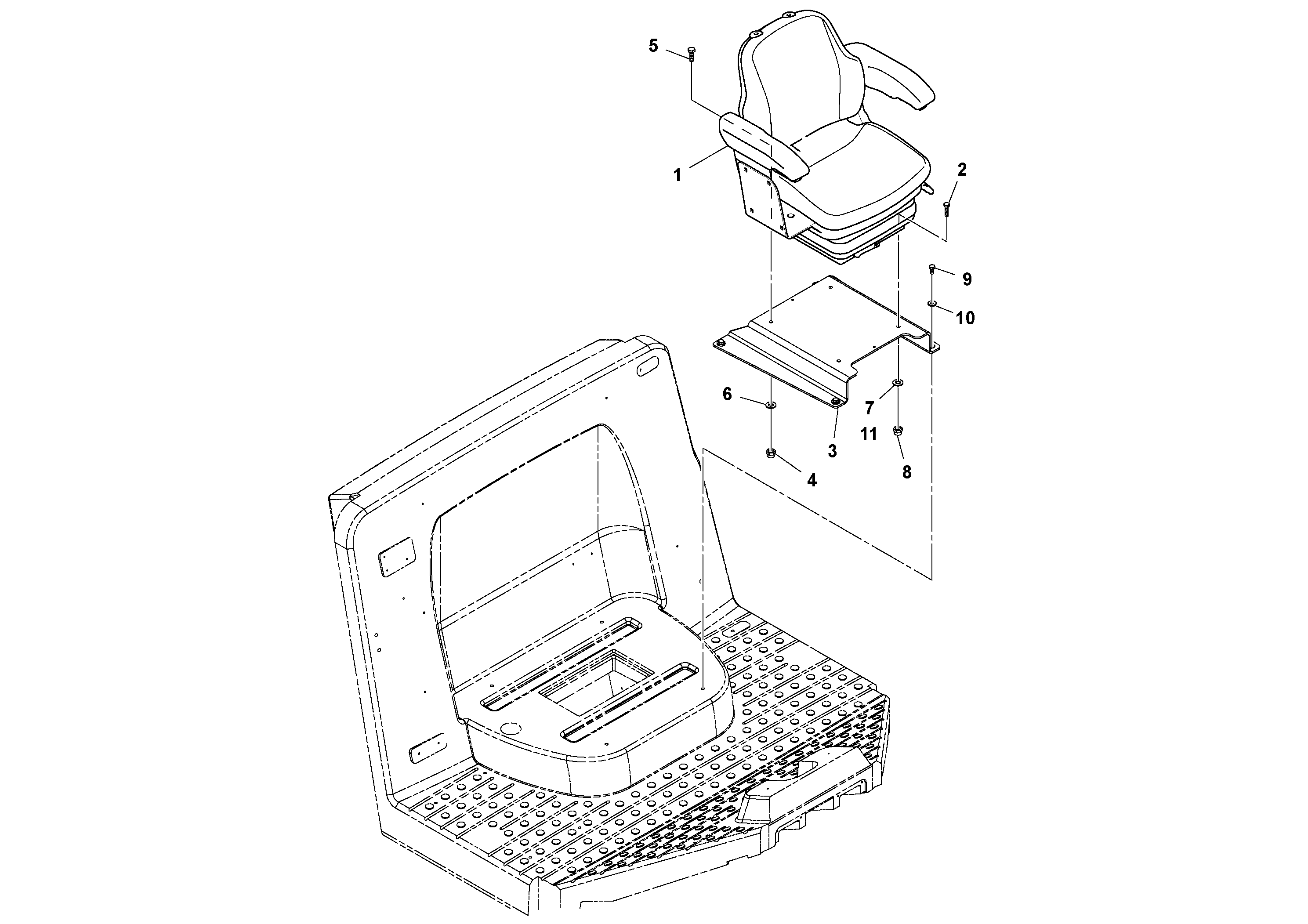 Схема запчастей Volvo SD100D/100F/SD105DX/105F S/N 197389 - - 74218 Seat Assembly 