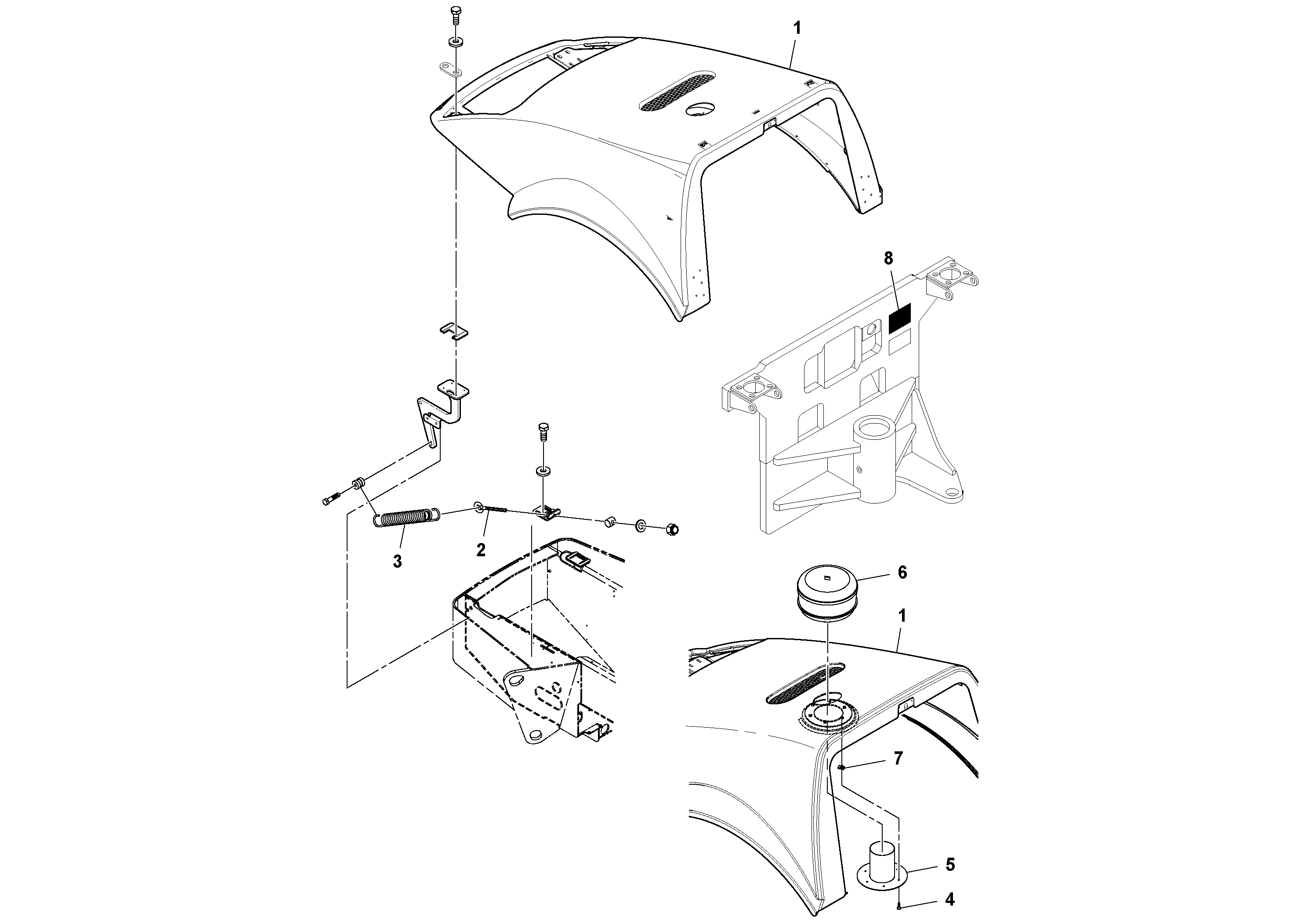 Схема запчастей Volvo SD100D/100F/SD105DX/105F S/N 197389 - - 64131 Sound Kit W/pre-cleaner Installation 
