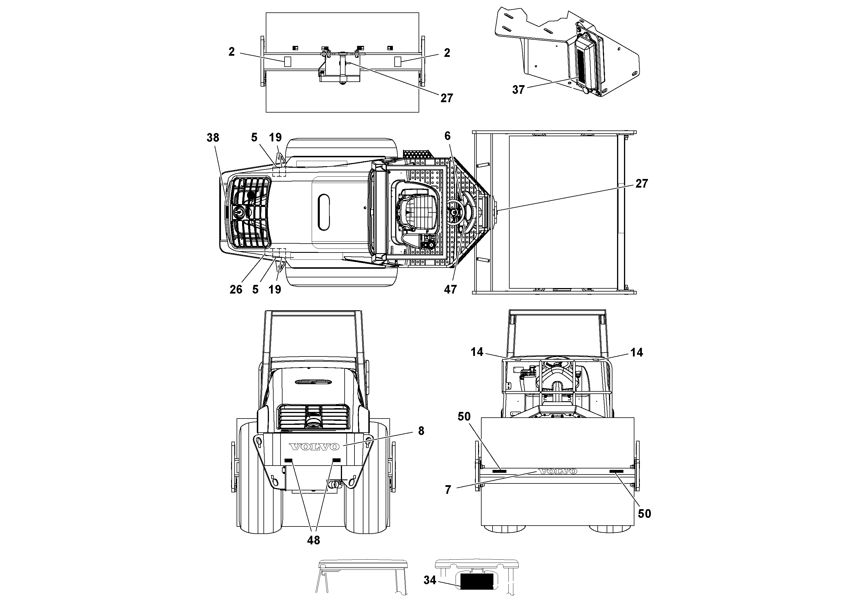 Схема запчастей Volvo SD100D/100F/SD105DX/105F S/N 197389 - - 81729 Decal Installation 