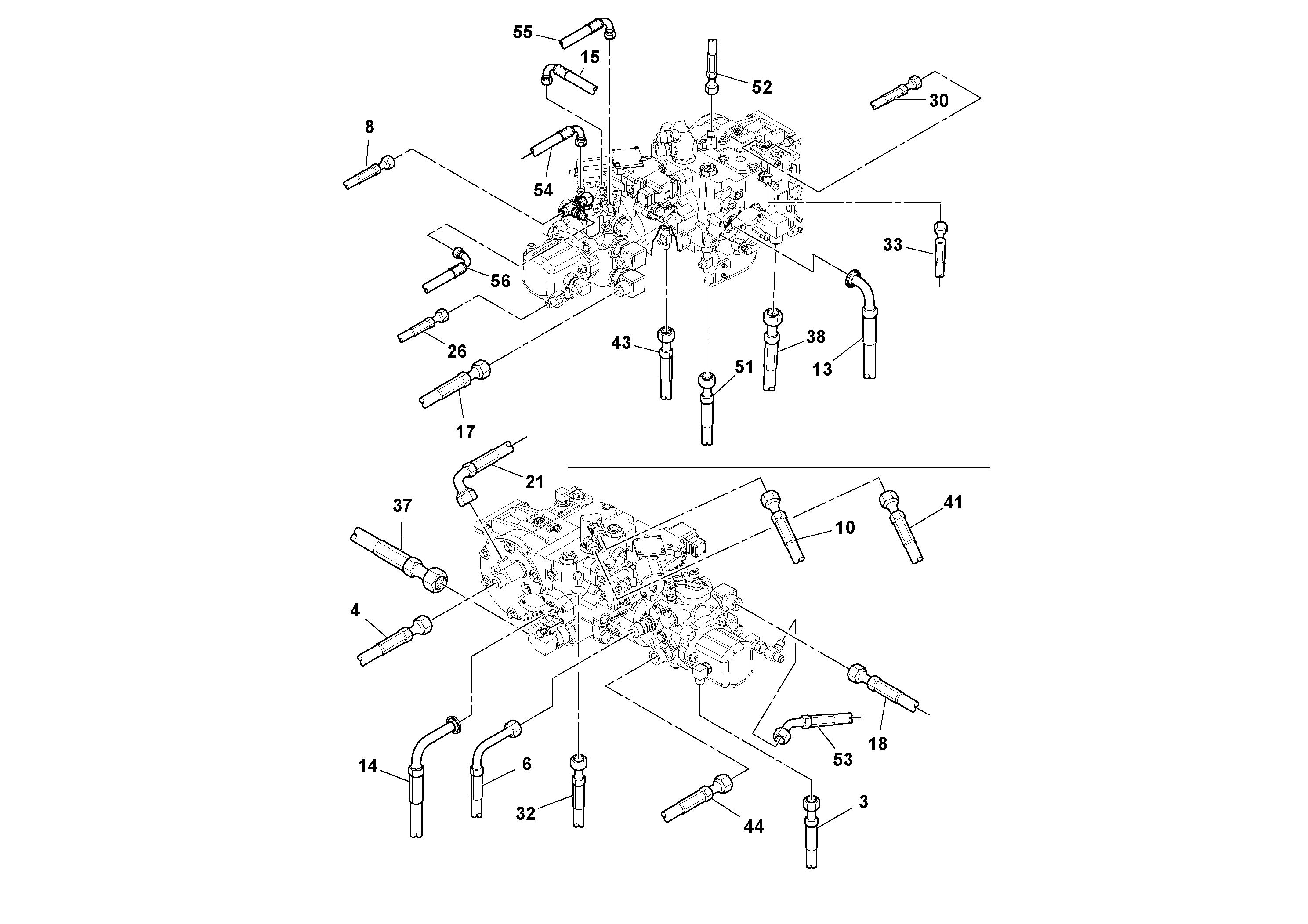 Схема запчастей Volvo SD100D/100F/SD105DX/105F S/N 197389 - - 89611 Rear Frame Hoses Installation 