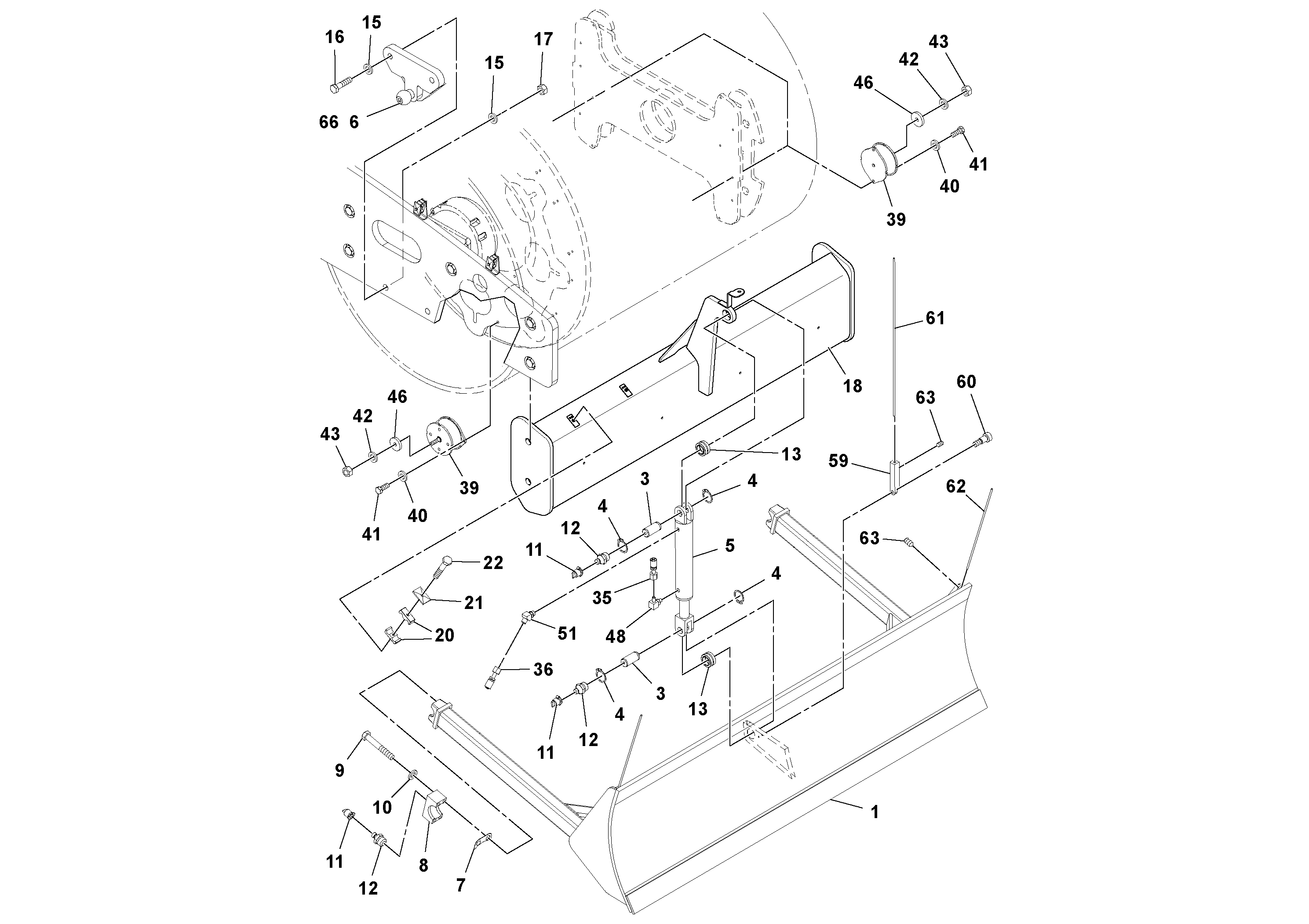 Схема запчастей Volvo SD100D/100F/SD105DX/105F S/N 197389 - - 62348 Strike-off Blade Installation 