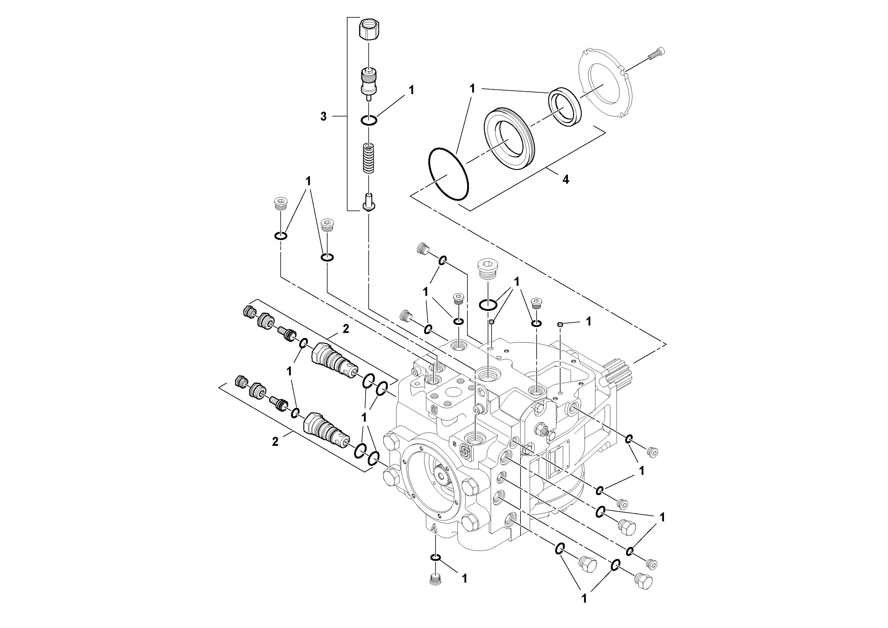 Схема запчастей Volvo SD100D/100F/SD105DX/105F S/N 197389 - - 60102 Propulsion Pump 