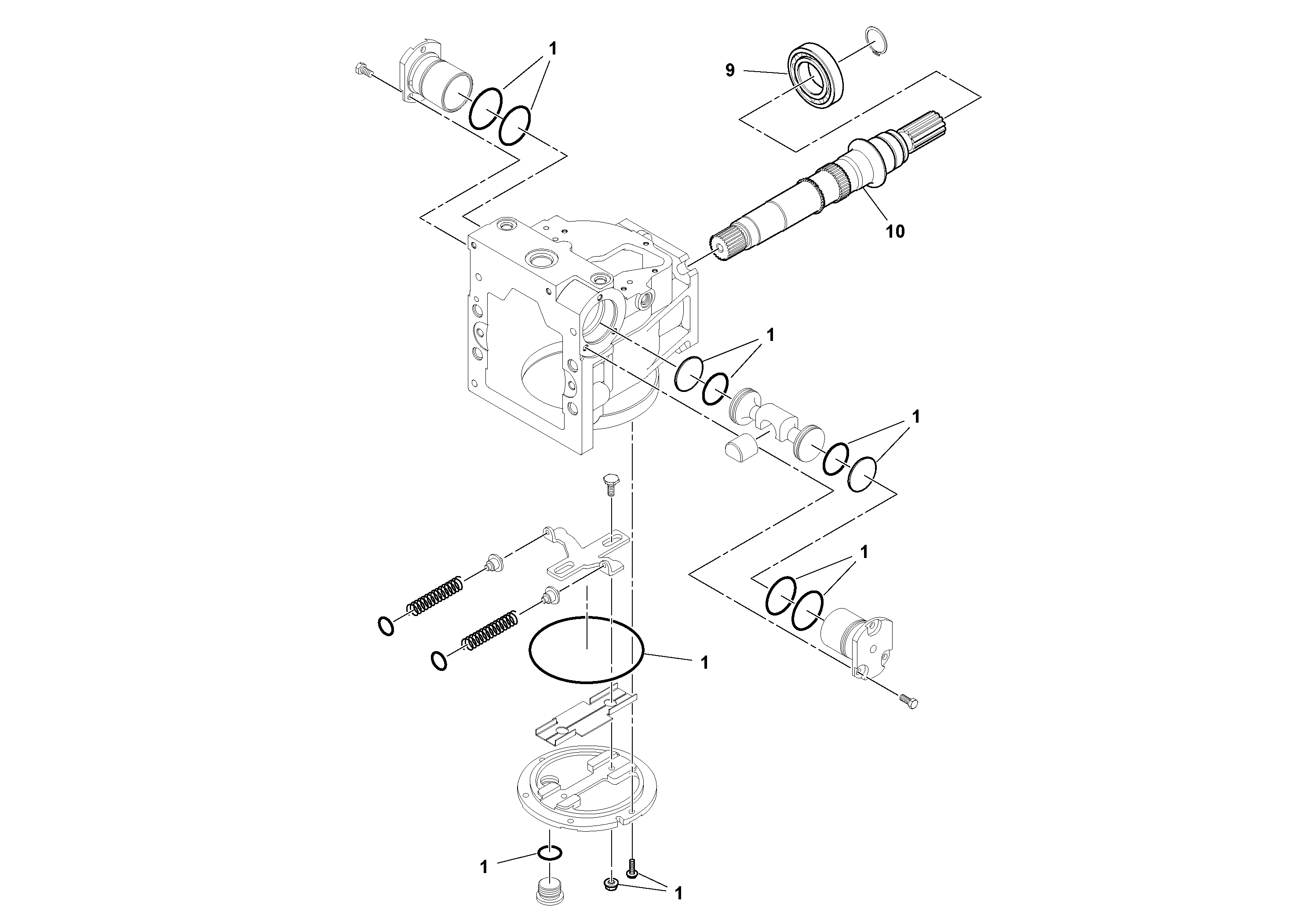 Схема запчастей Volvo SD100D/100F/SD105DX/105F S/N 197389 - - 60699 Propulsion Pump 