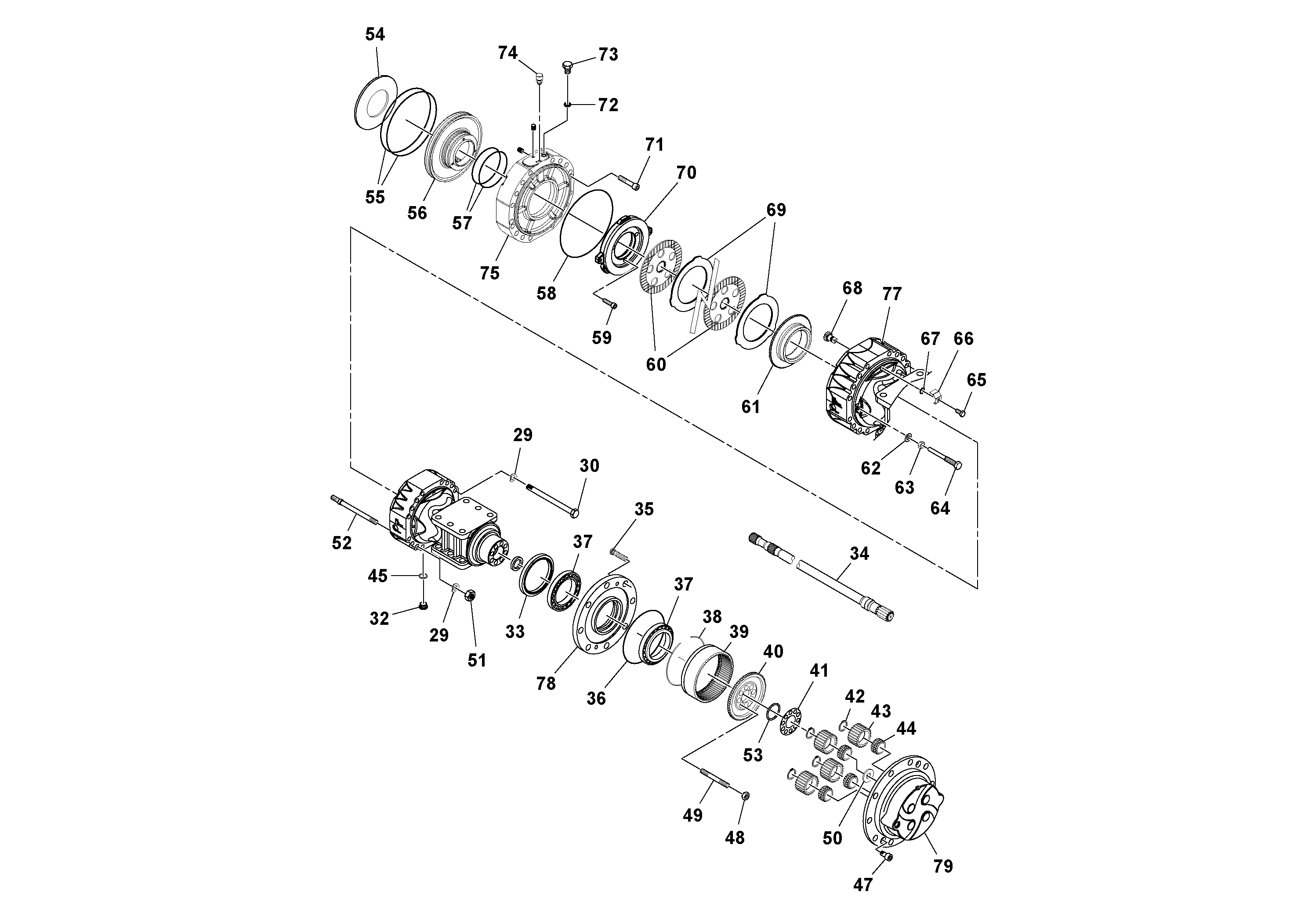 Схема запчастей Volvo SD100D/100F/SD105DX/105F S/N 197389 - - 60700 Мост (ось) 
