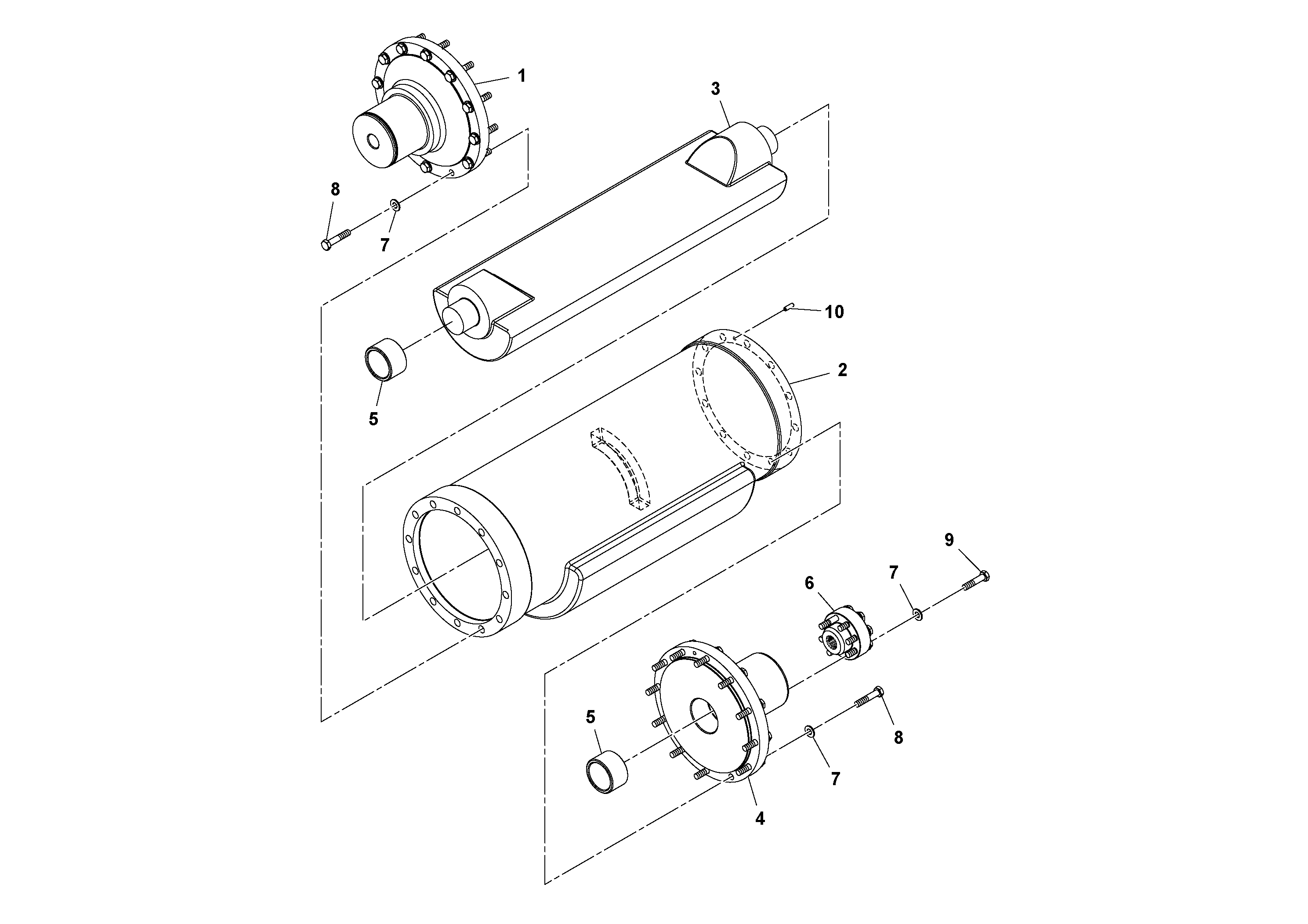 Схема запчастей Volvo SD100D/100F/SD105DX/105F S/N 197389 - - 60708 Eccentric Shaft Assembly 