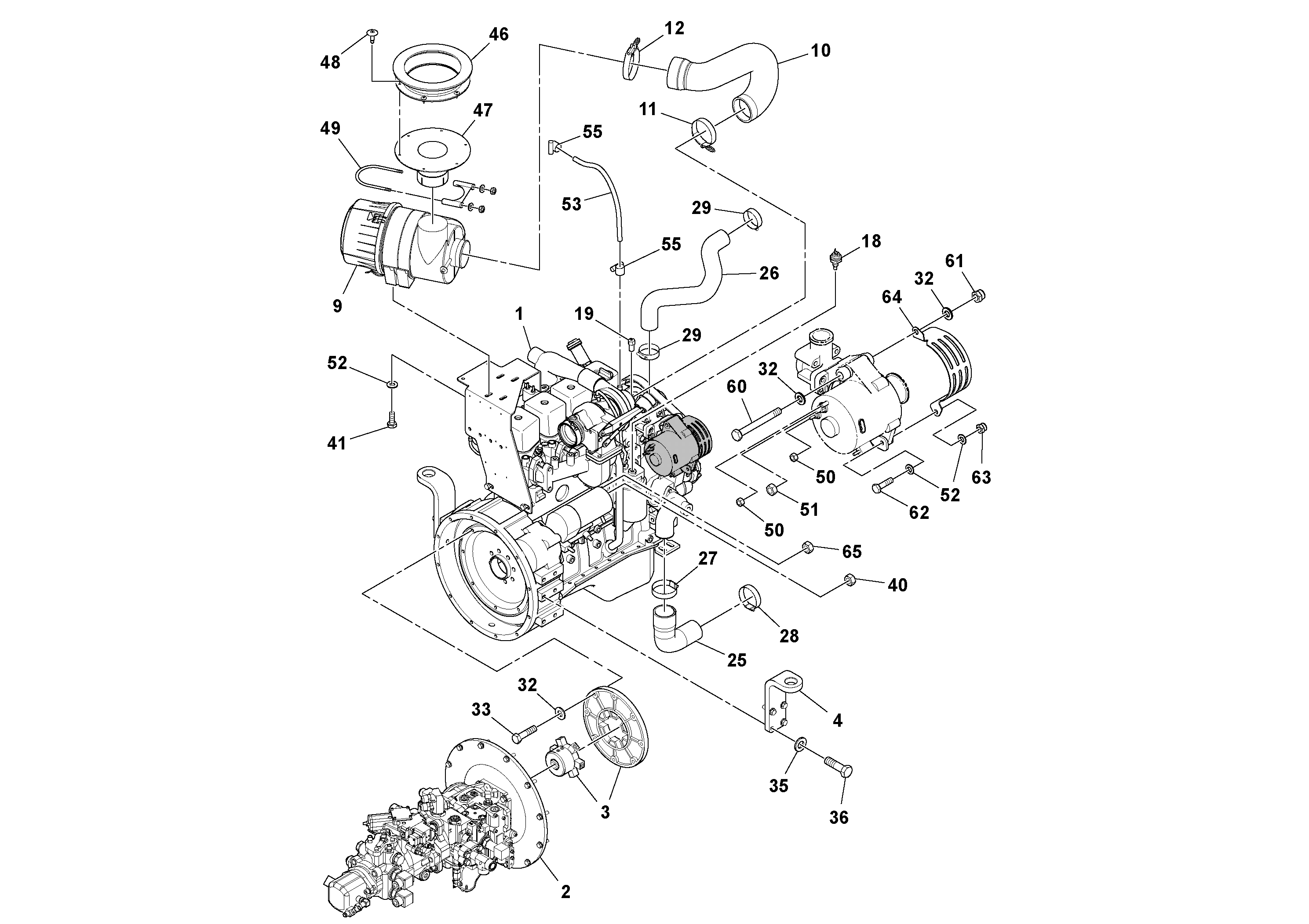 Схема запчастей Volvo SD77DA S/N 197788- - 100034 Двигатель в сборе 