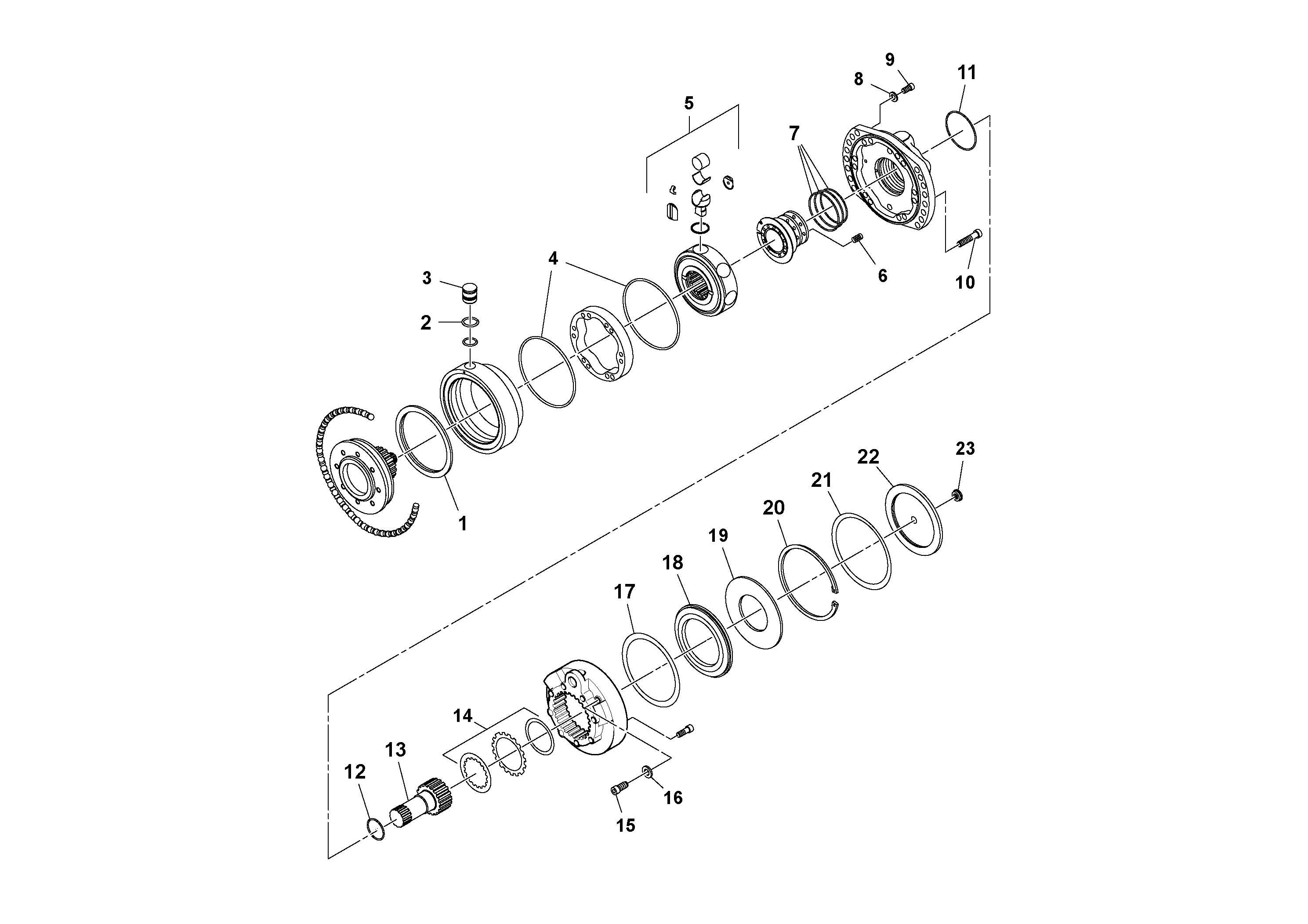 Схема запчастей Volvo SD77DA S/N 197788- - 96754 Drive Motor 