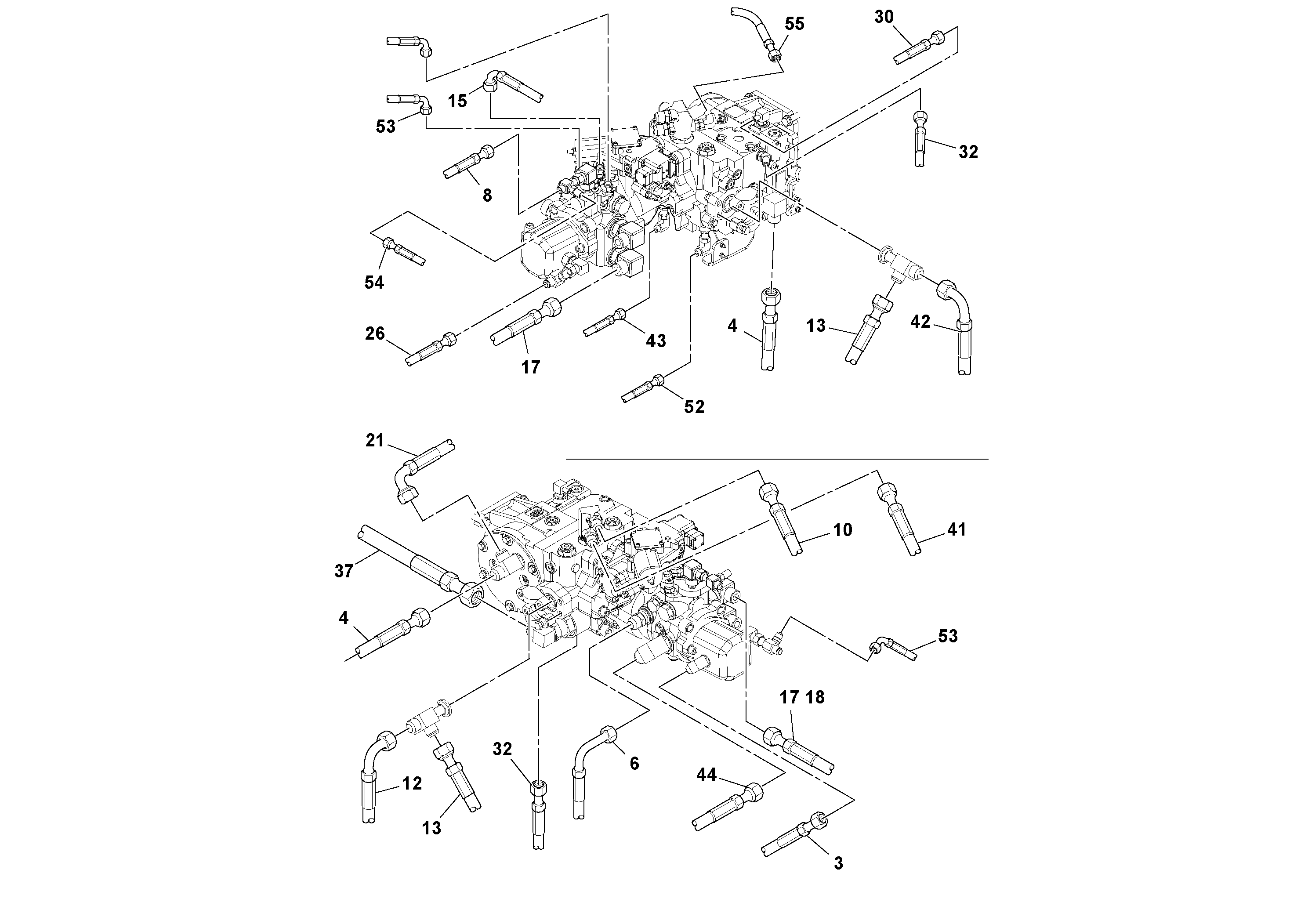 Схема запчастей Volvo SD77DA S/N 197788- - 53444 Hoses Installation 