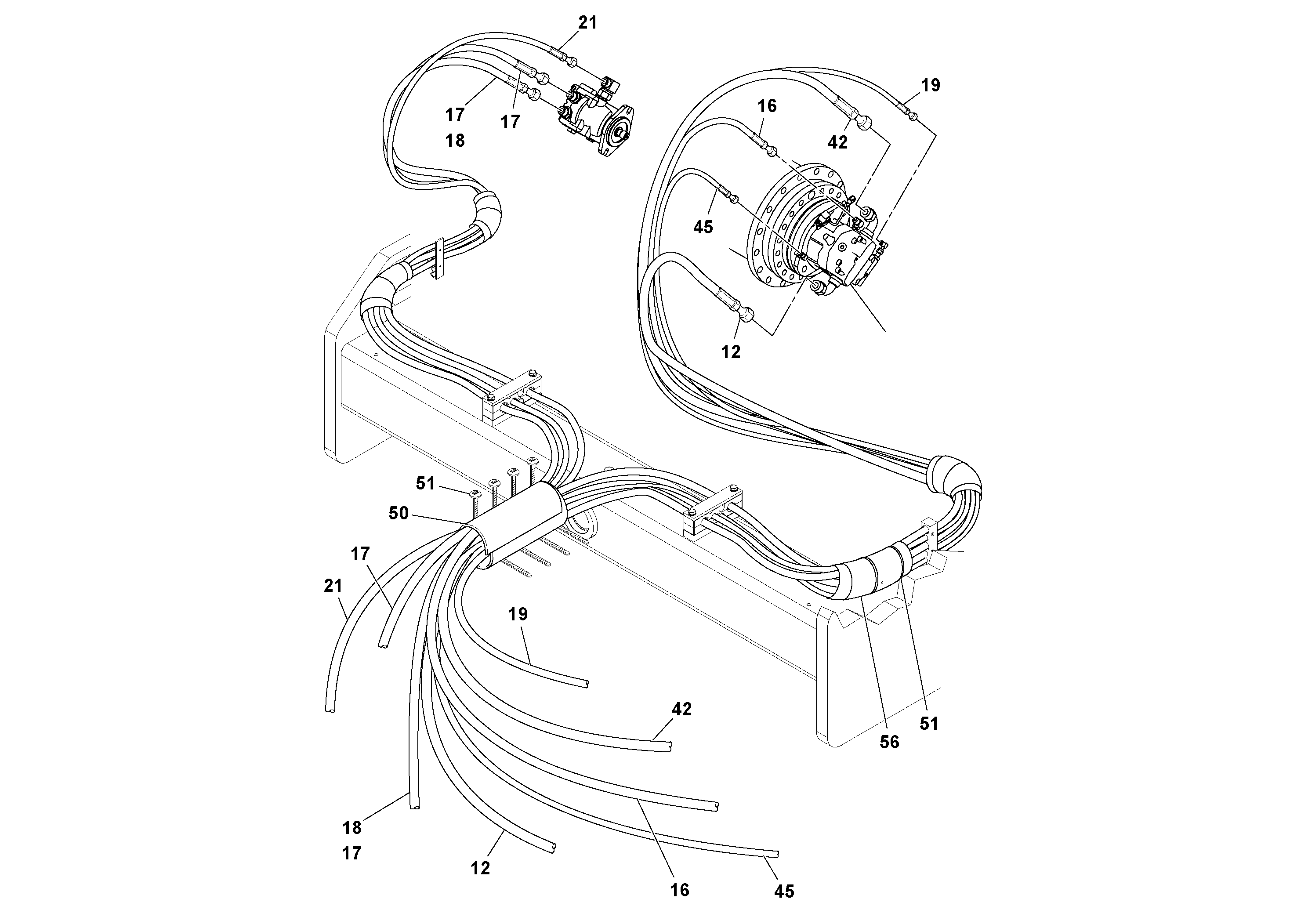 Схема запчастей Volvo SD77DA S/N 197788- - 53445 Hoses Installation 