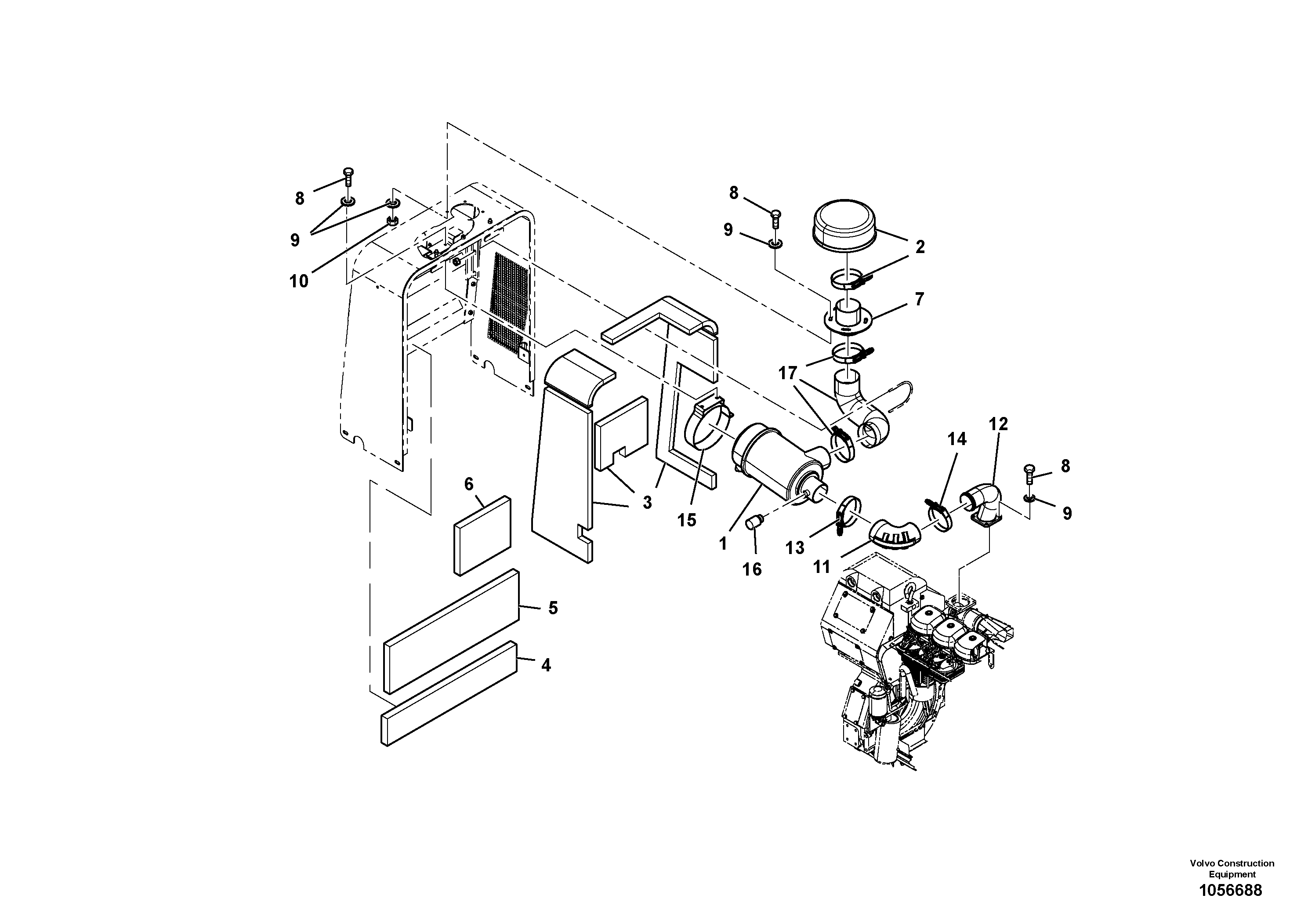 Схема запчастей Volvo SD110C/SD110 - 91330 Air cleaner installation 