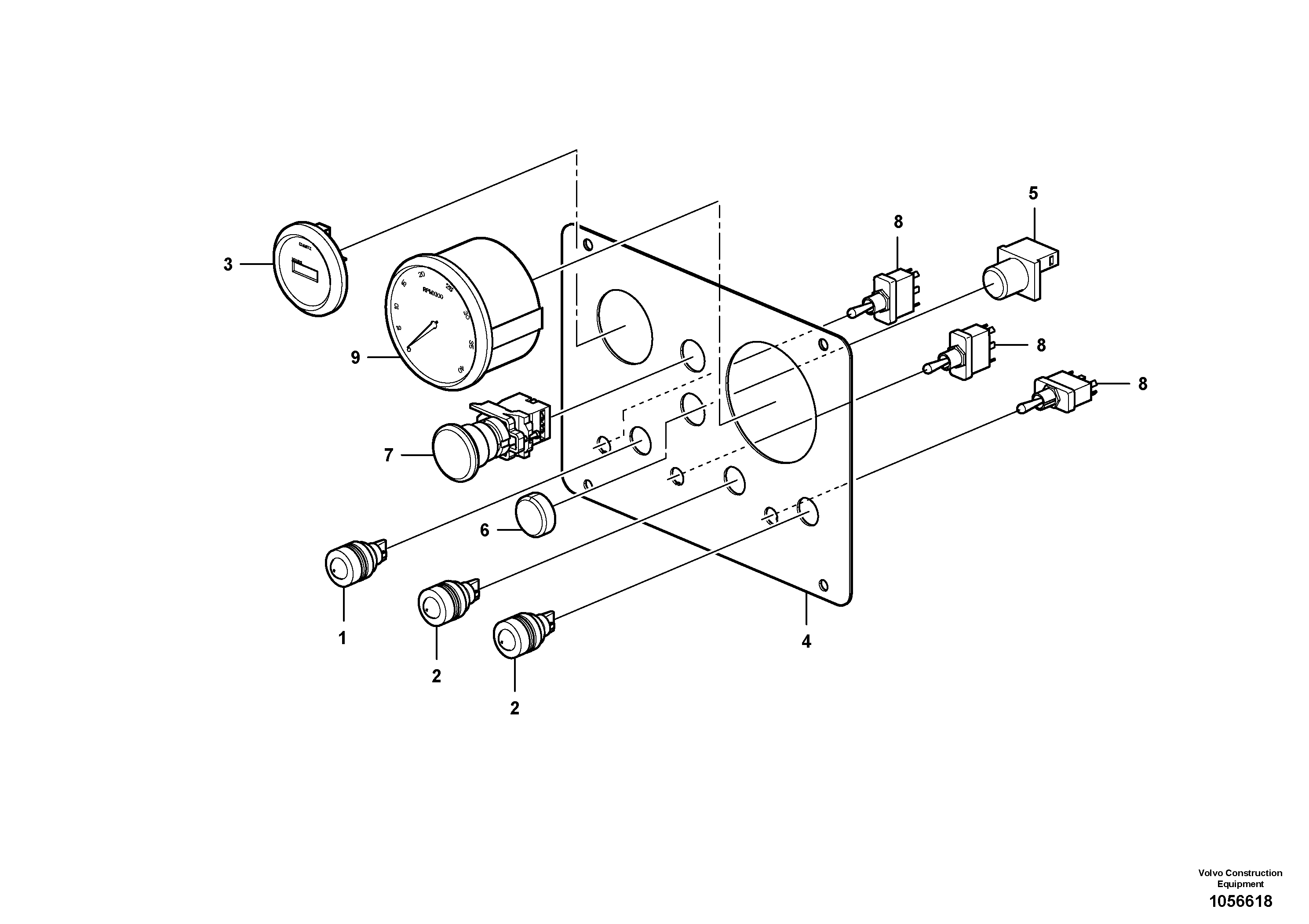 Схема запчастей Volvo SD110C/SD110 - 83127 Instrument panel, right 