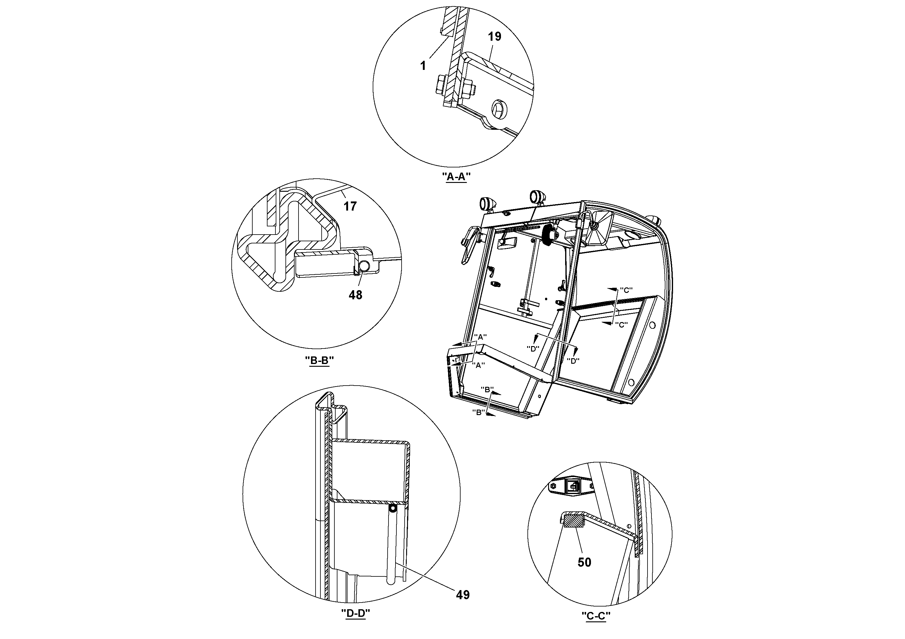 Схема запчастей Volvo SD160DX/SD190/SD200 S/N 197386 - - 48164 Cab Assembly 