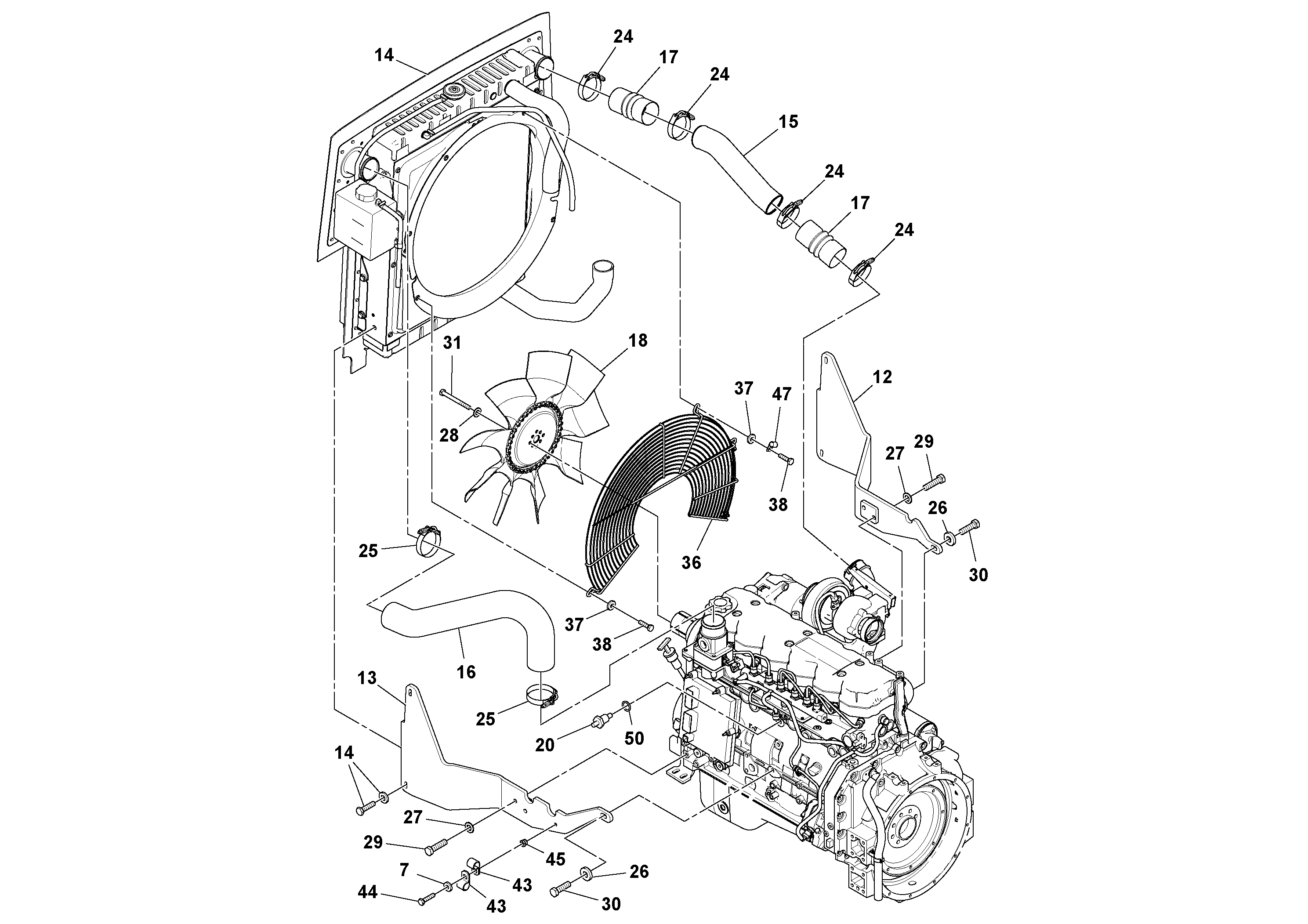 Схема запчастей Volvo SD160DX/SD190/SD200 S/N 197386 - - 106374 Двигатель в сборе 