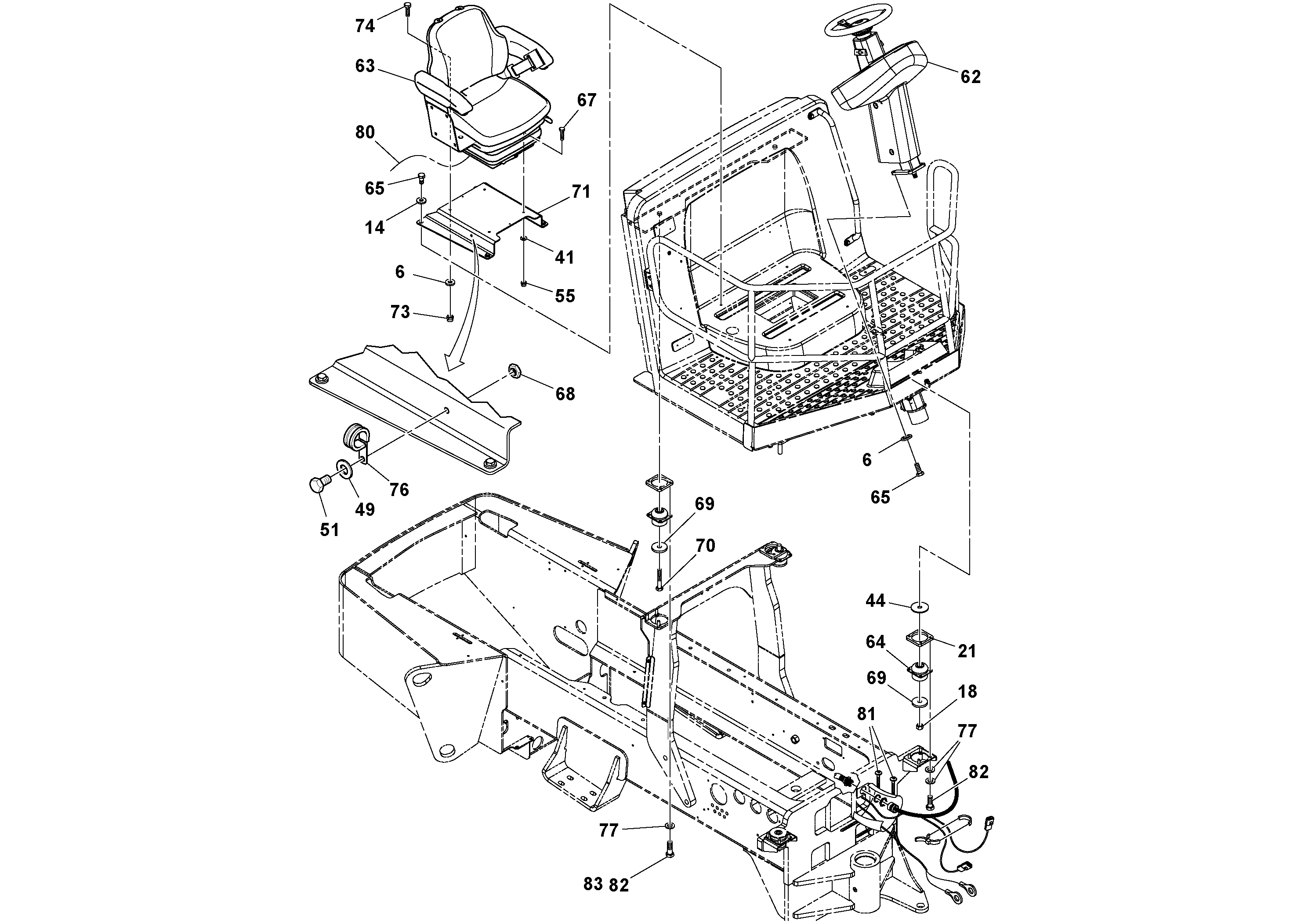 Схема запчастей Volvo SD115D/SD115F S/N 23273 - - 100053 Operators Platform Installation 