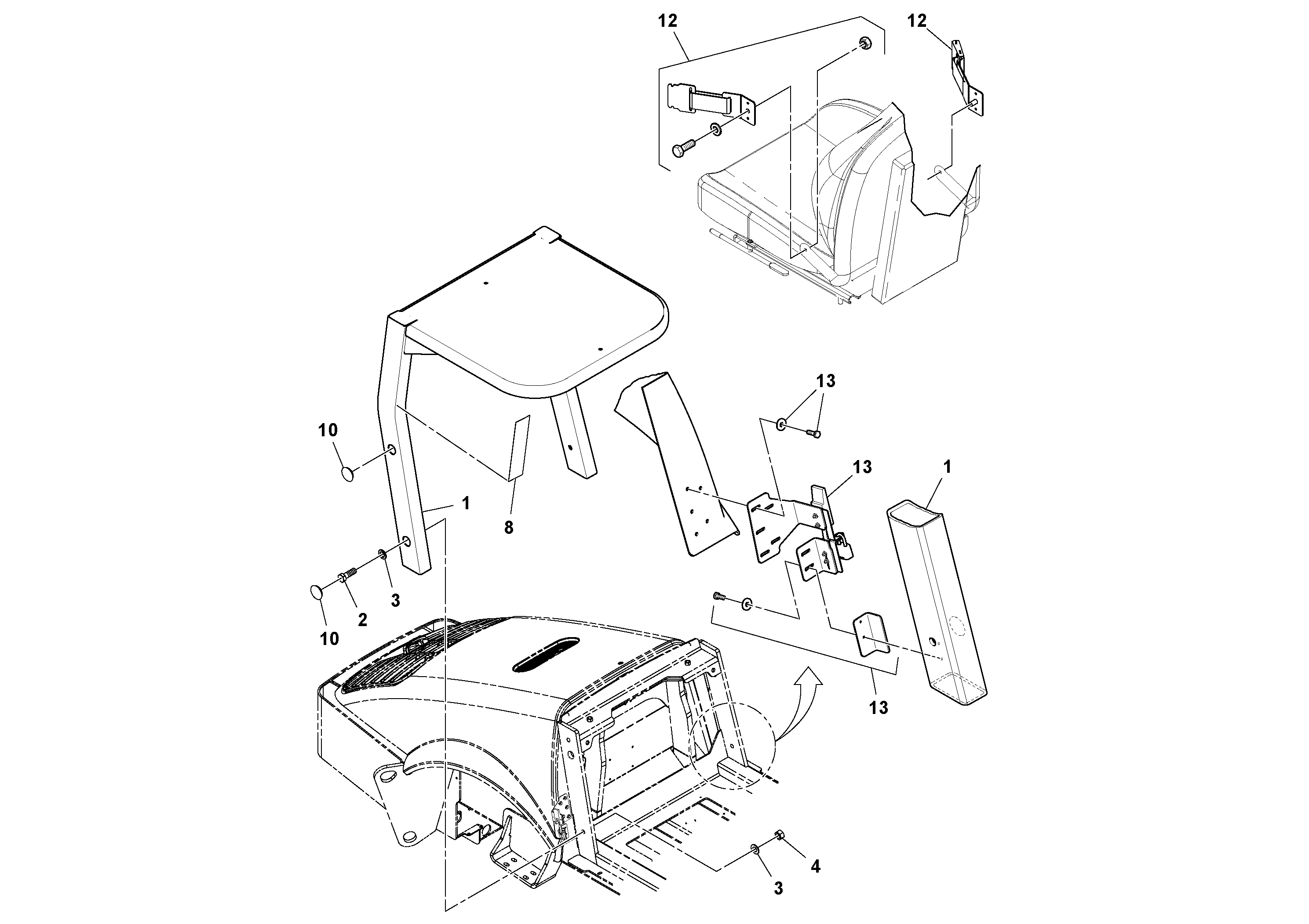 Схема запчастей Volvo SD115D/SD115F S/N 23273 - - 75999 ROPS/FOPS Installation 