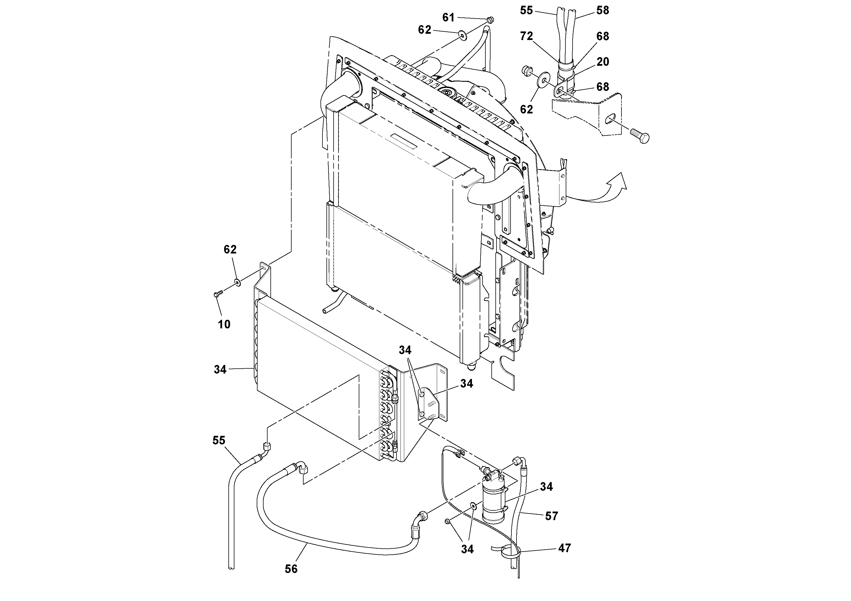 Схема запчастей Volvo SD115D/SD115F S/N 23273 - - 75127 Heater Installation 