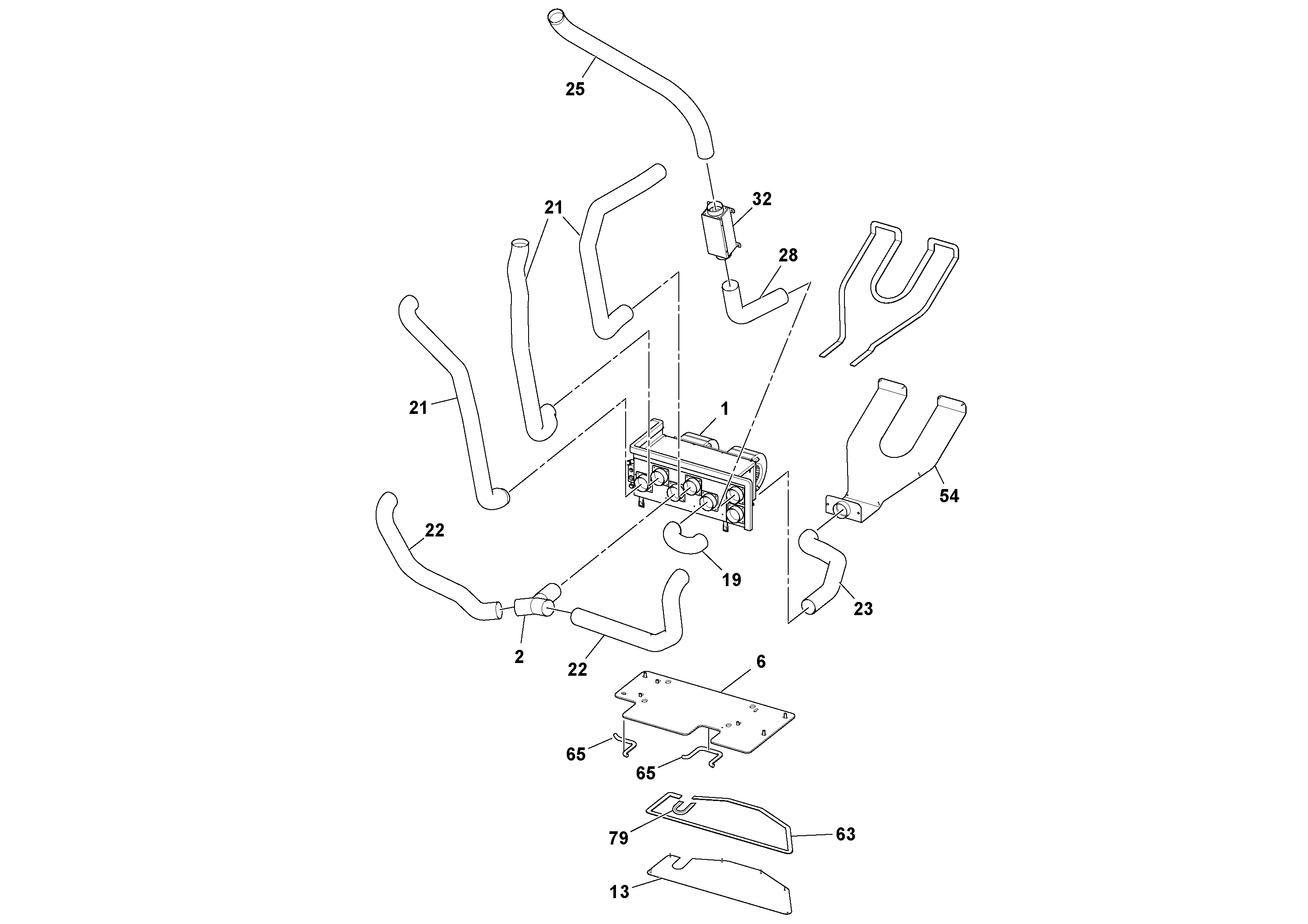 Схема запчастей Volvo SD115D/SD115F S/N 23273 - - 100054 Heating and Air Conditioning Assembly 