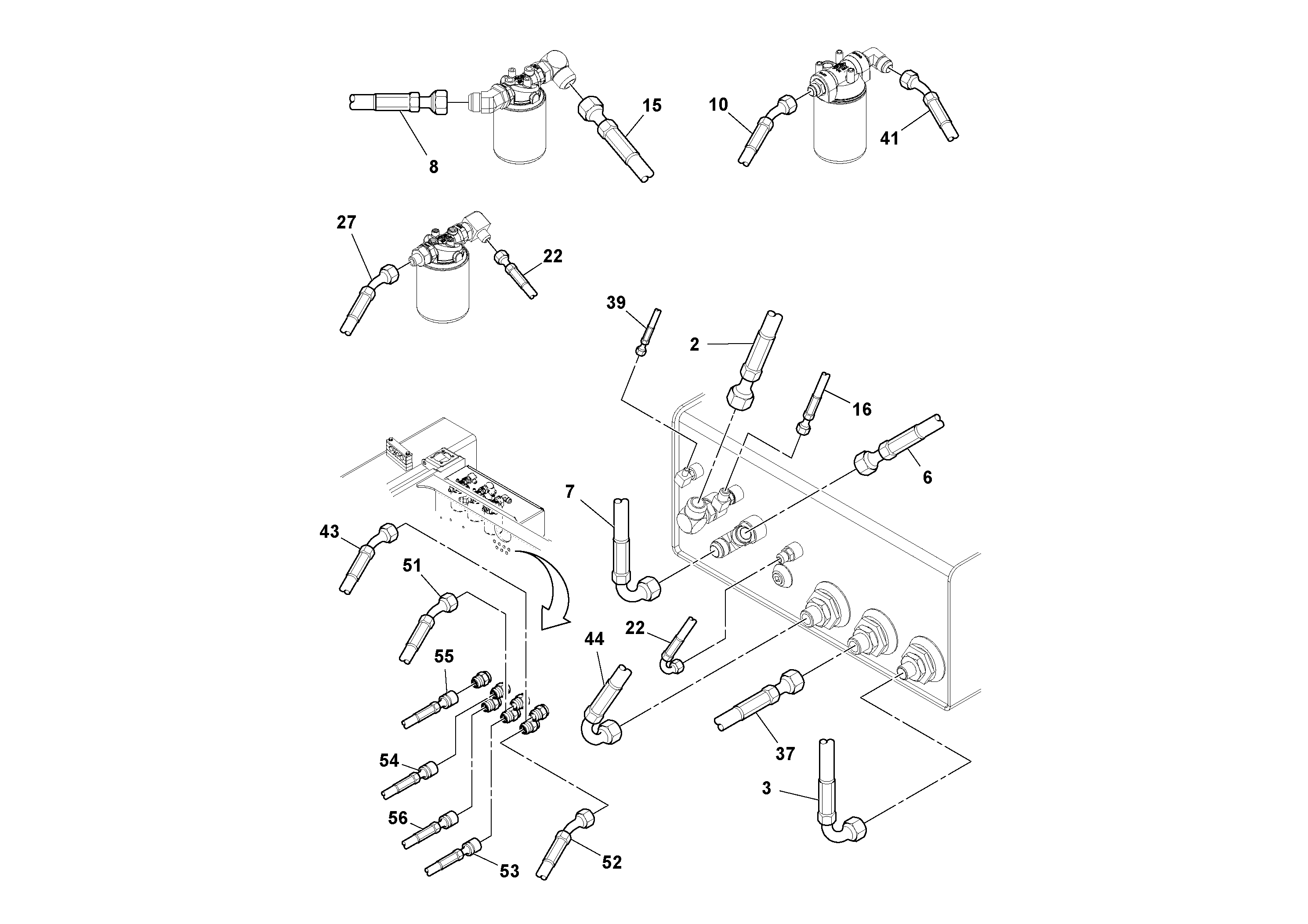 Схема запчастей Volvo SD115D/SD115F S/N 23273 - - 94240 Rear Frame Hoses Installation 