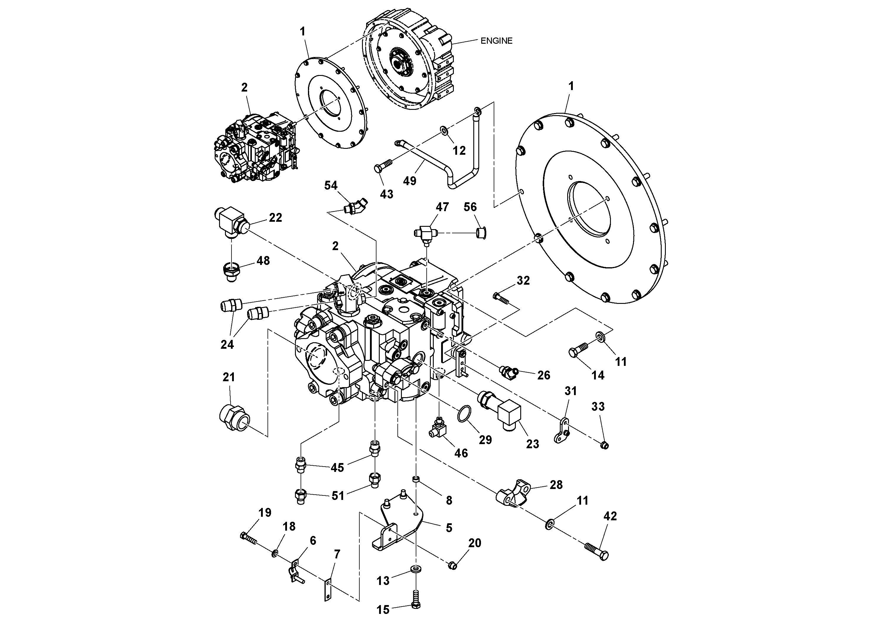 Схема запчастей Volvo SD115D/SD115F S/N 23273 - - 100376 Pump Stack Assembly 