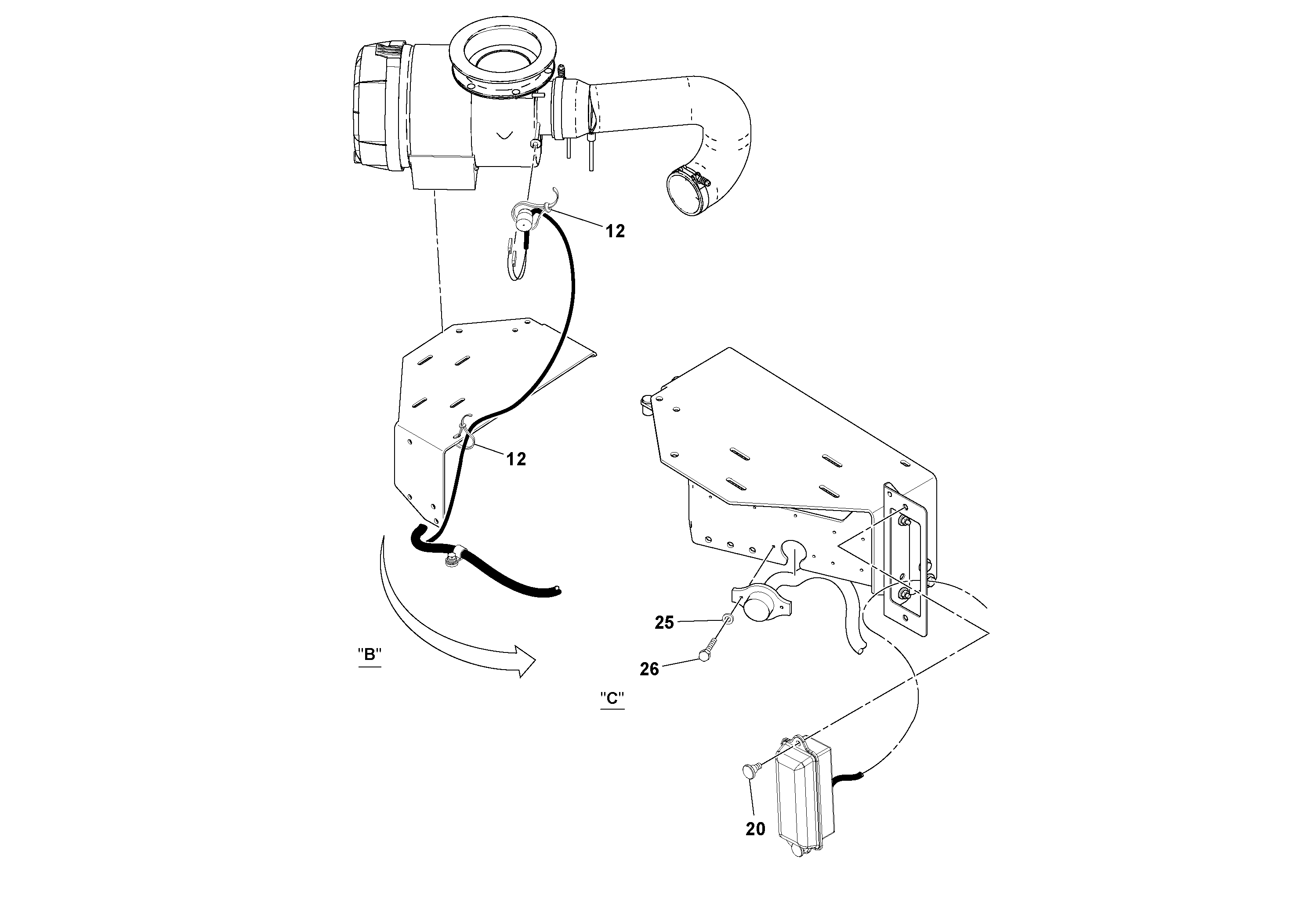 Схема запчастей Volvo SD115D/SD115F S/N 23273 - - 74139 Cable Harness Installation 