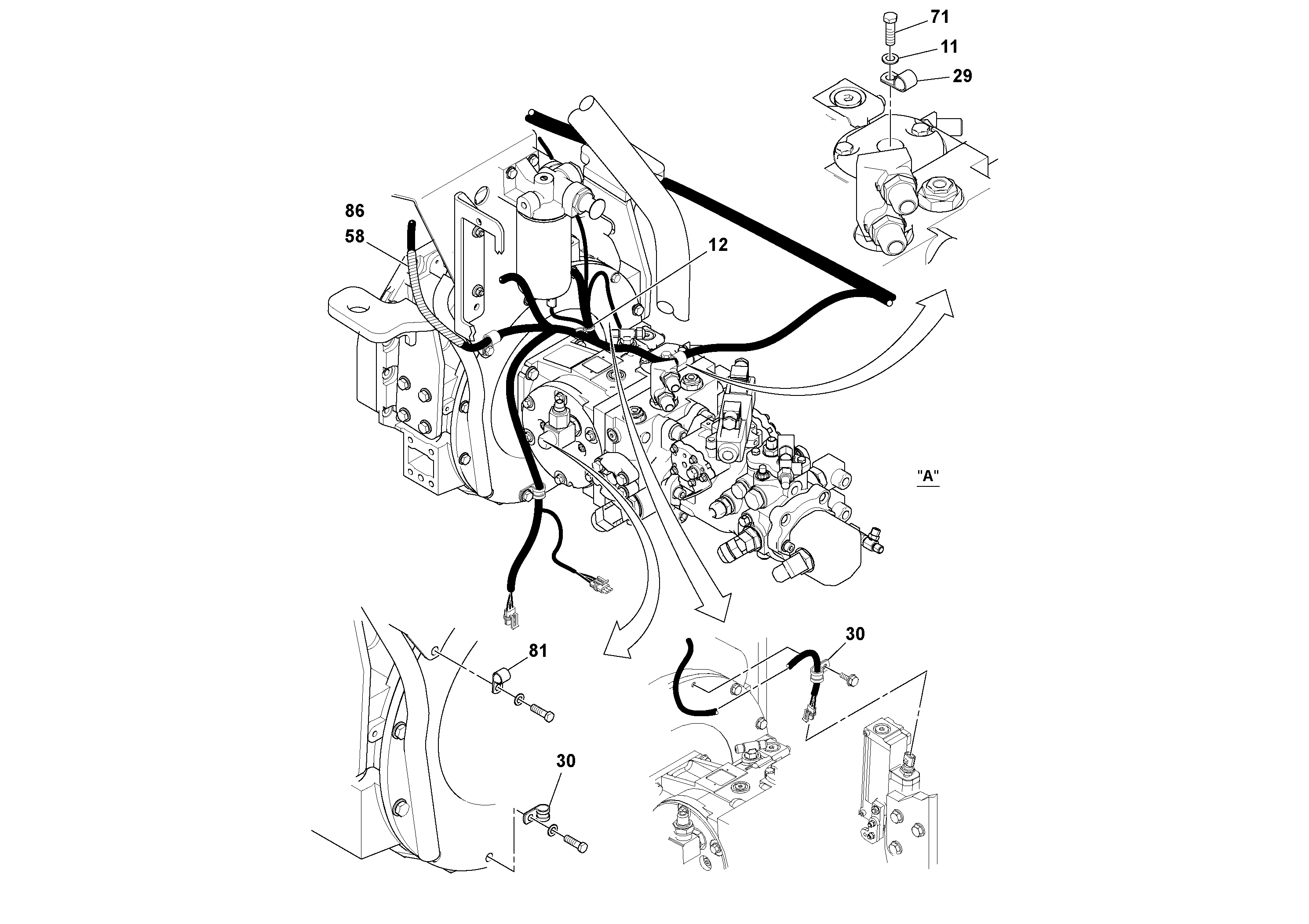Схема запчастей Volvo SD115D/SD115F S/N 23273 - - 74221 Cable Harness Installation 