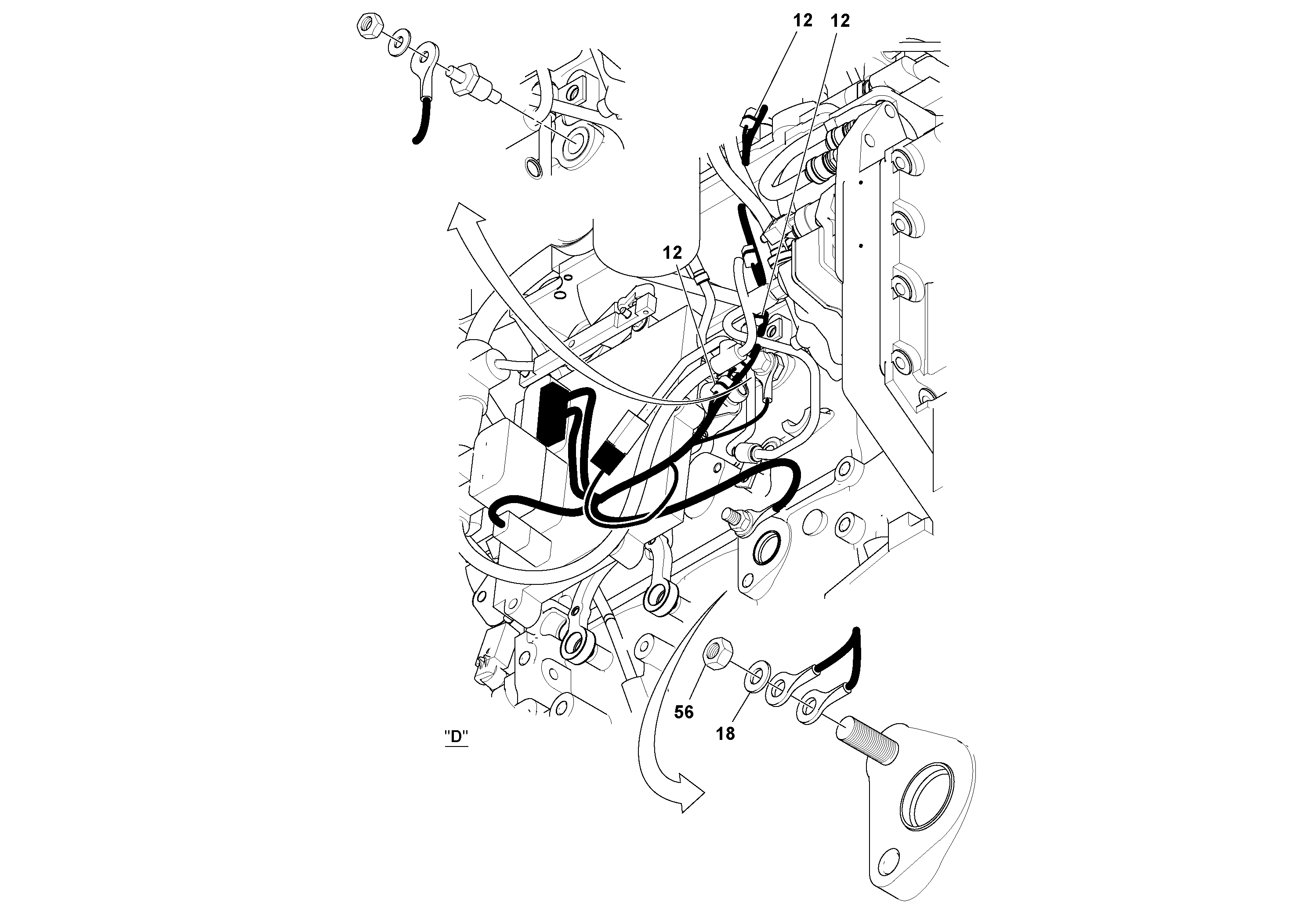 Схема запчастей Volvo SD115D/SD115F S/N 23273 - - 75686 Cable Harness Installation 